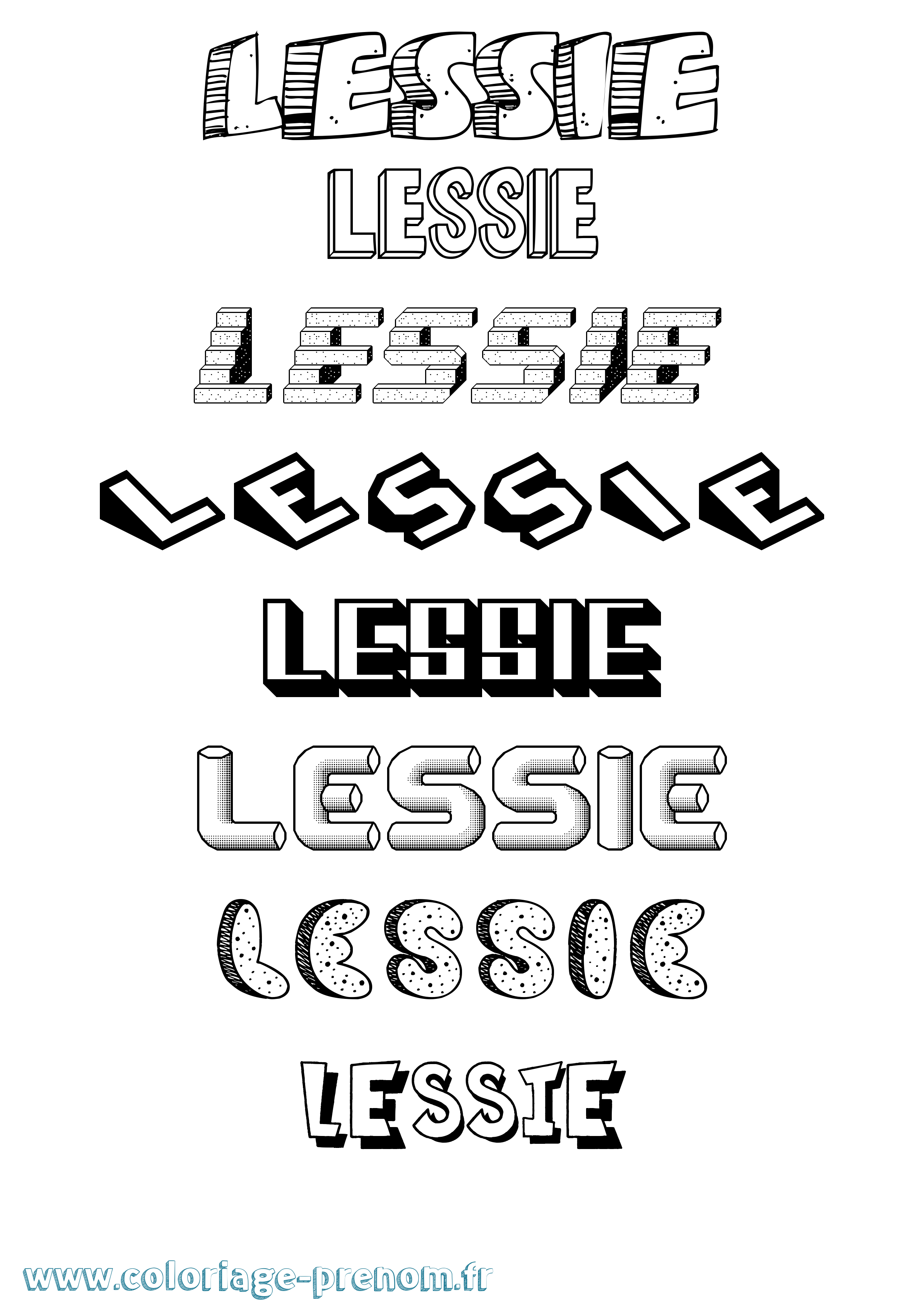 Coloriage Lessie Effet 3D Coloriage prénom Lessie Effet 3D