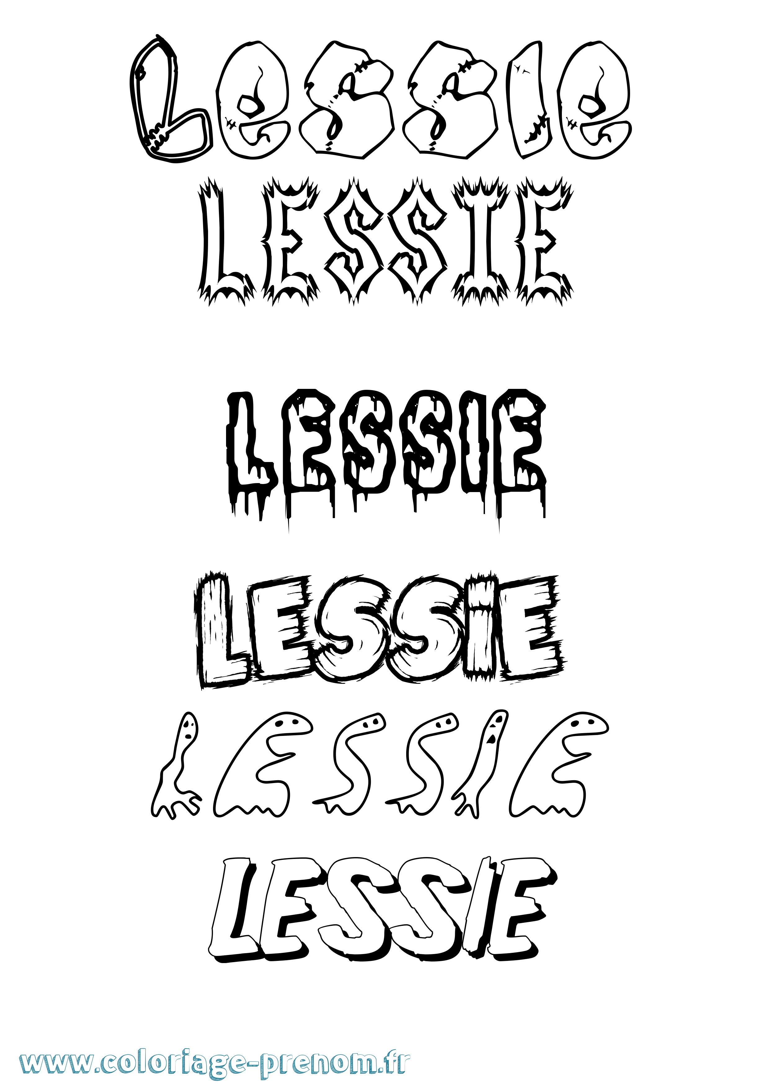 Coloriage Lessie Frisson Coloriage prénom Lessie Frisson
