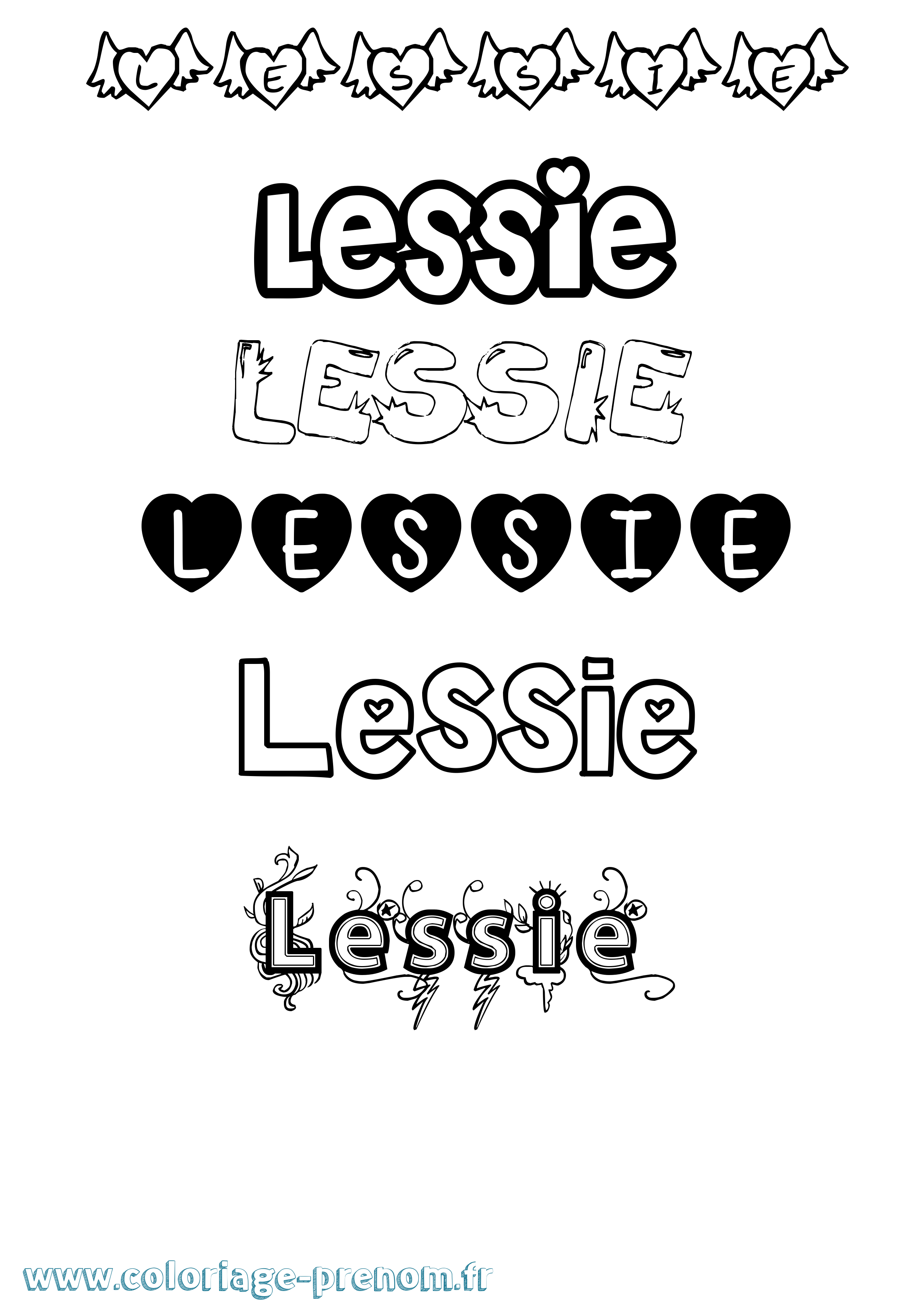 Coloriage Lessie Girly Coloriage prénom Lessie Girly