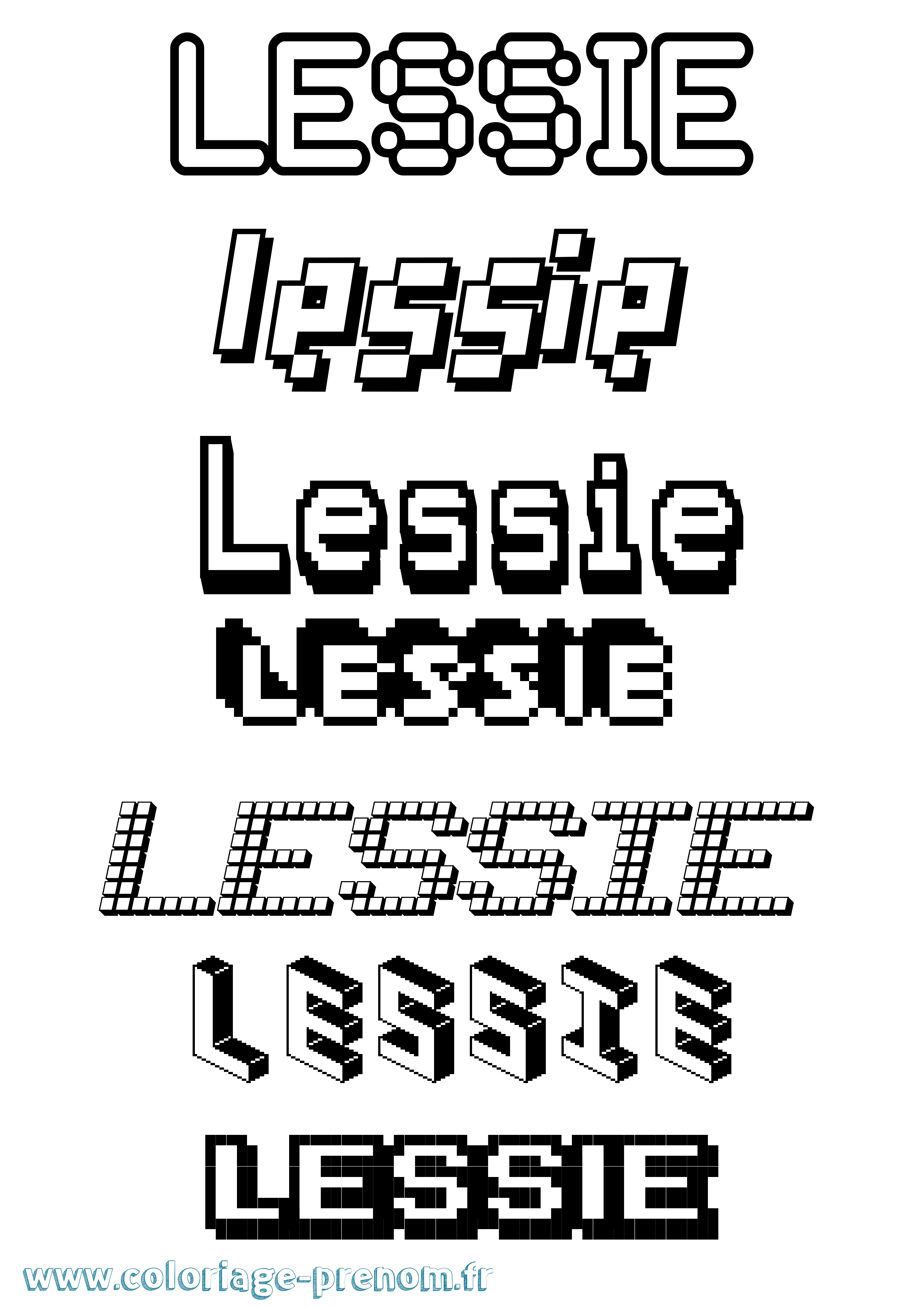Coloriage Lessie Pixel Coloriage prénom Lessie Pixel