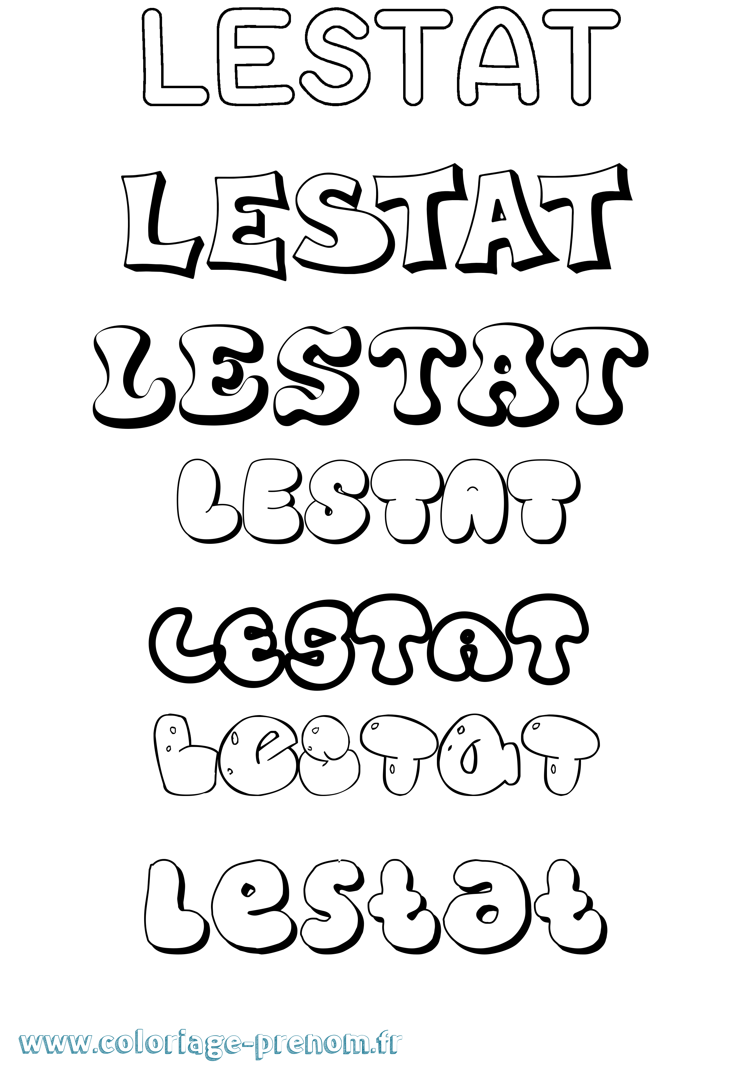 Coloriage Lestat Bubble Coloriage prénom Lestat Bubble