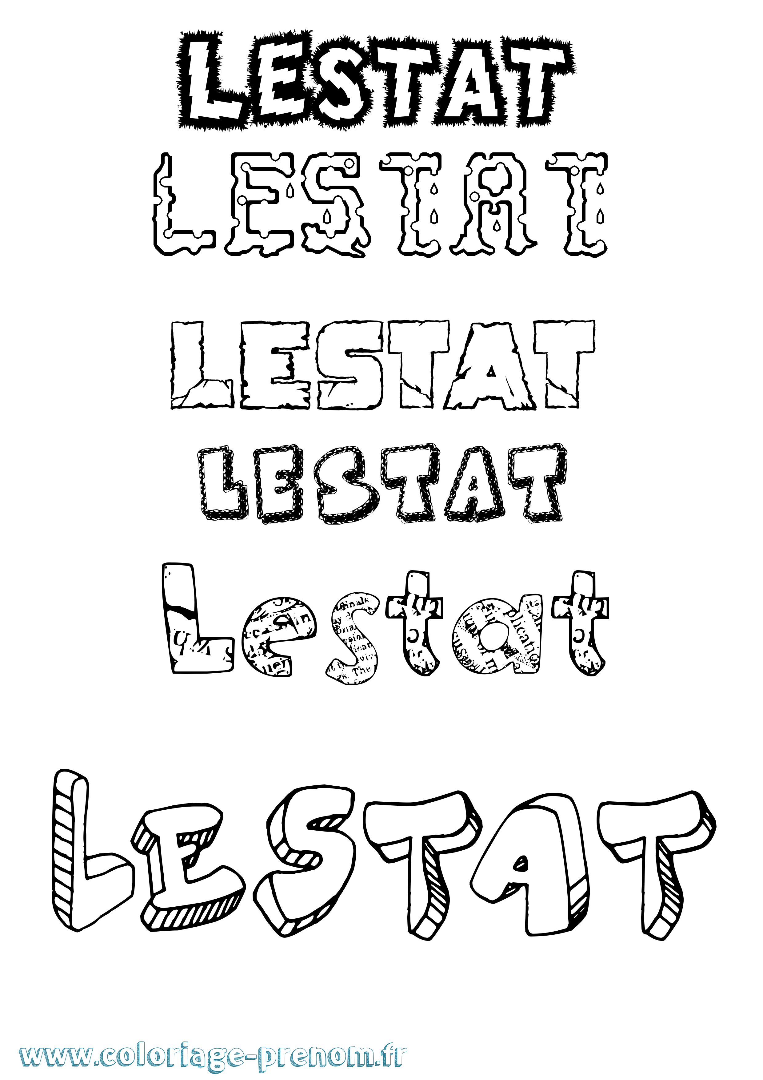 Coloriage Lestat Destructuré Coloriage prénom Lestat Destructuré