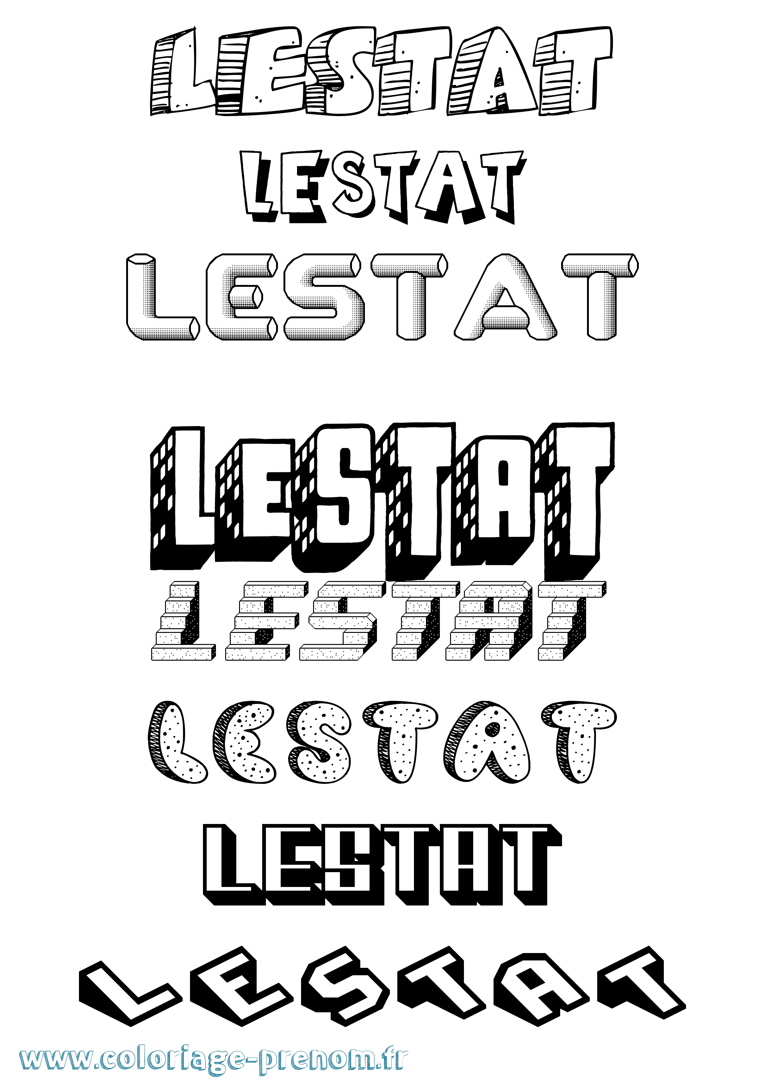 Coloriage Lestat Effet 3D Coloriage prénom Lestat Effet 3D