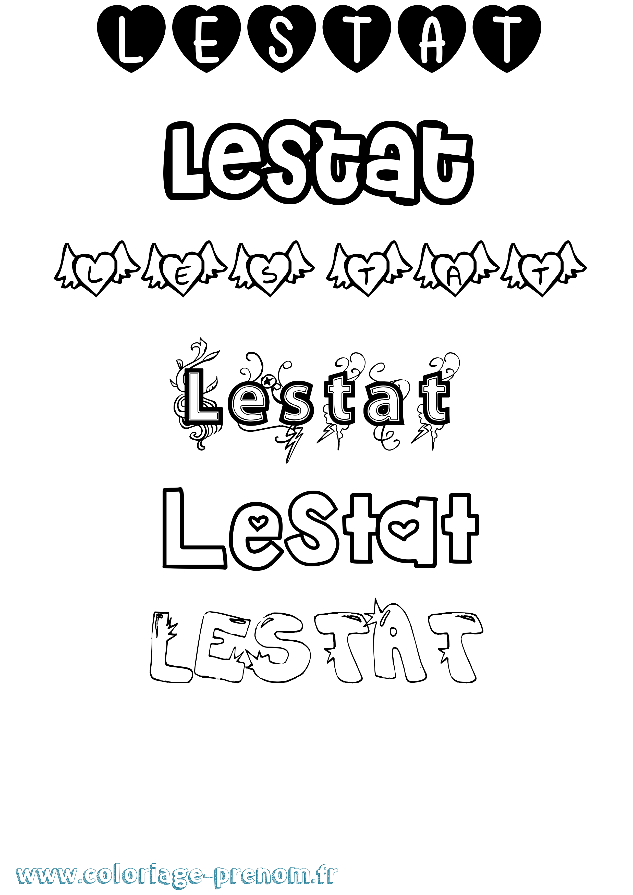 Coloriage Lestat Girly Coloriage prénom Lestat Girly