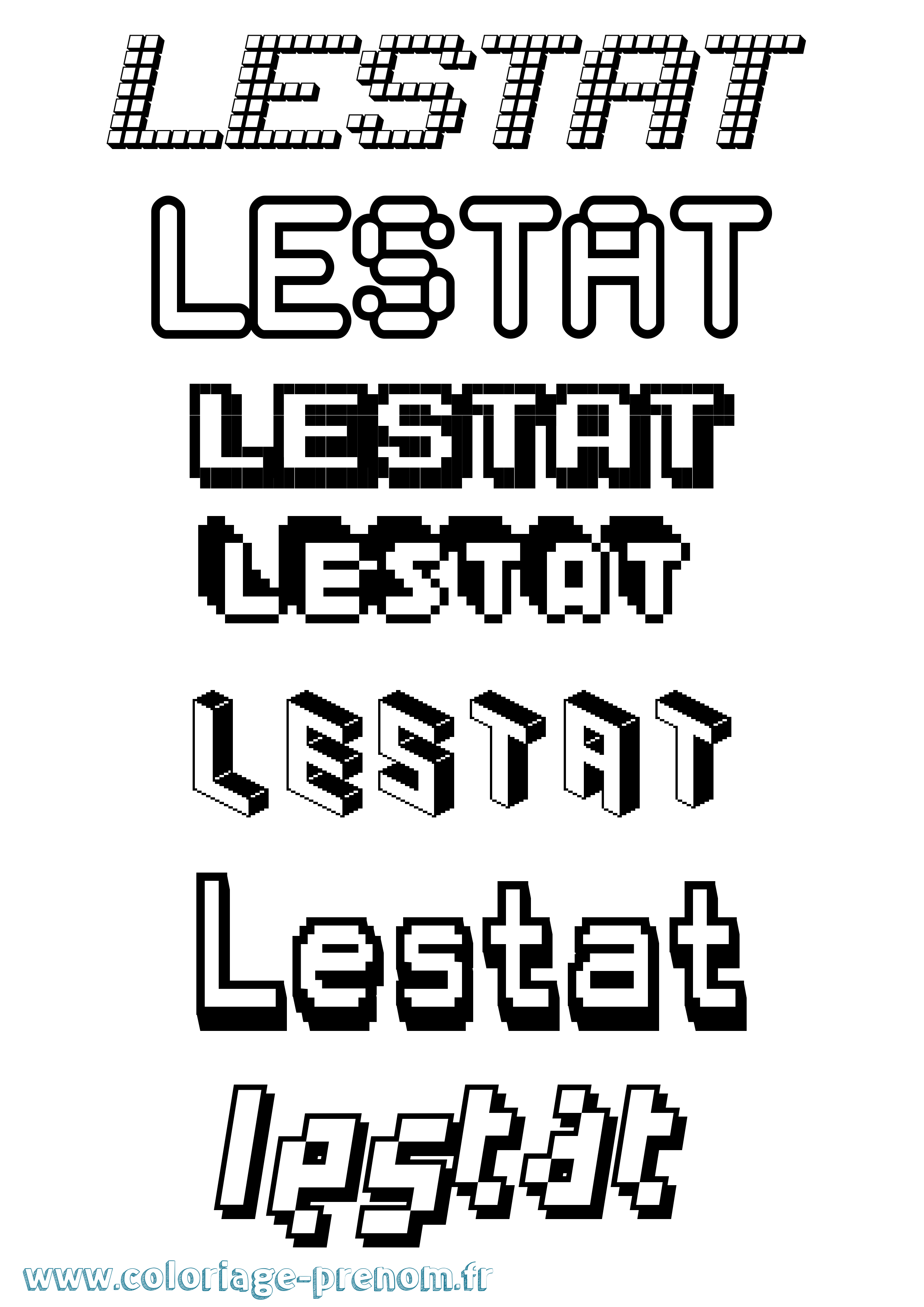 Coloriage Lestat Pixel Coloriage prénom Lestat Pixel