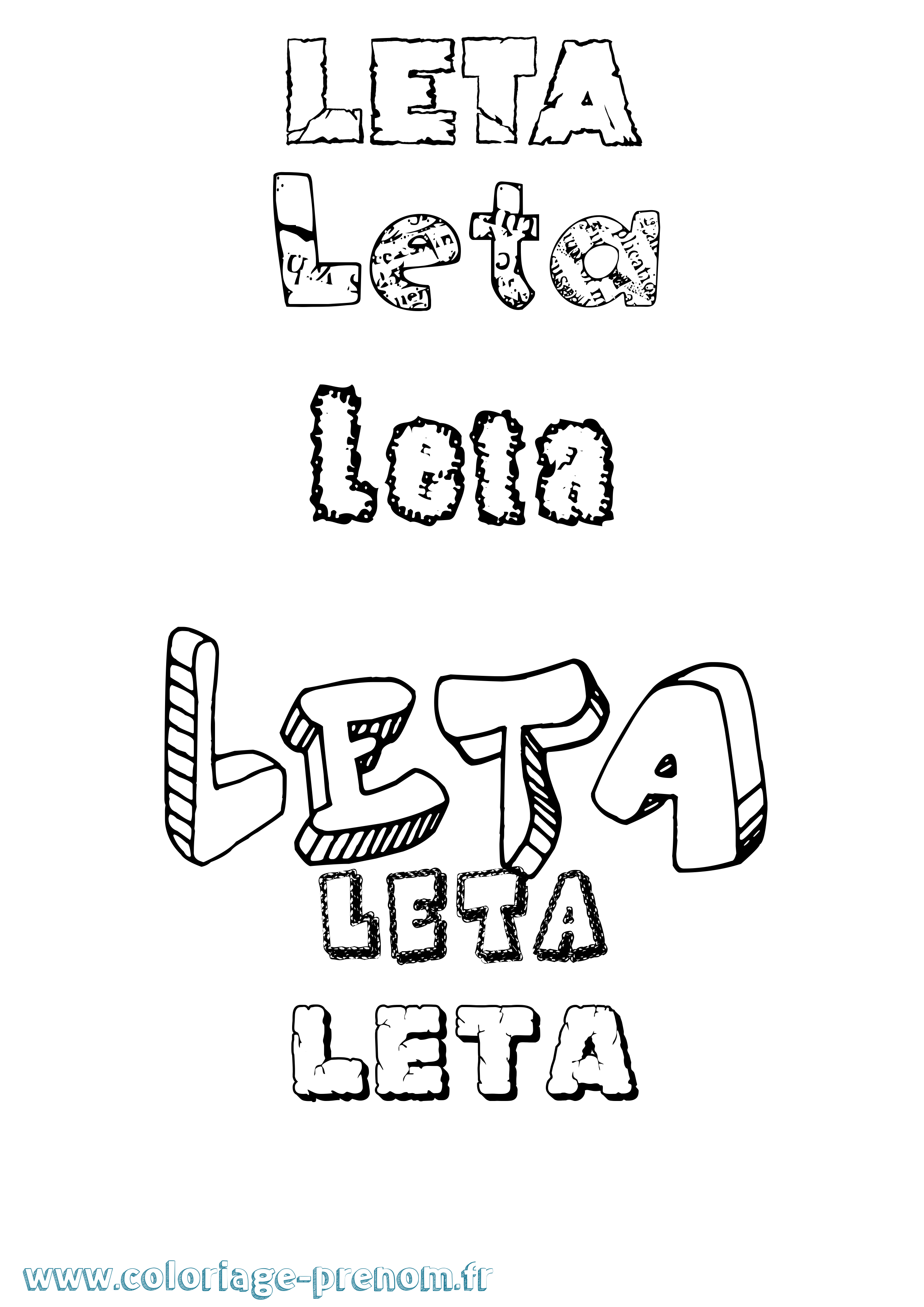 Coloriage Leta Destructuré Coloriage prénom Leta Destructuré