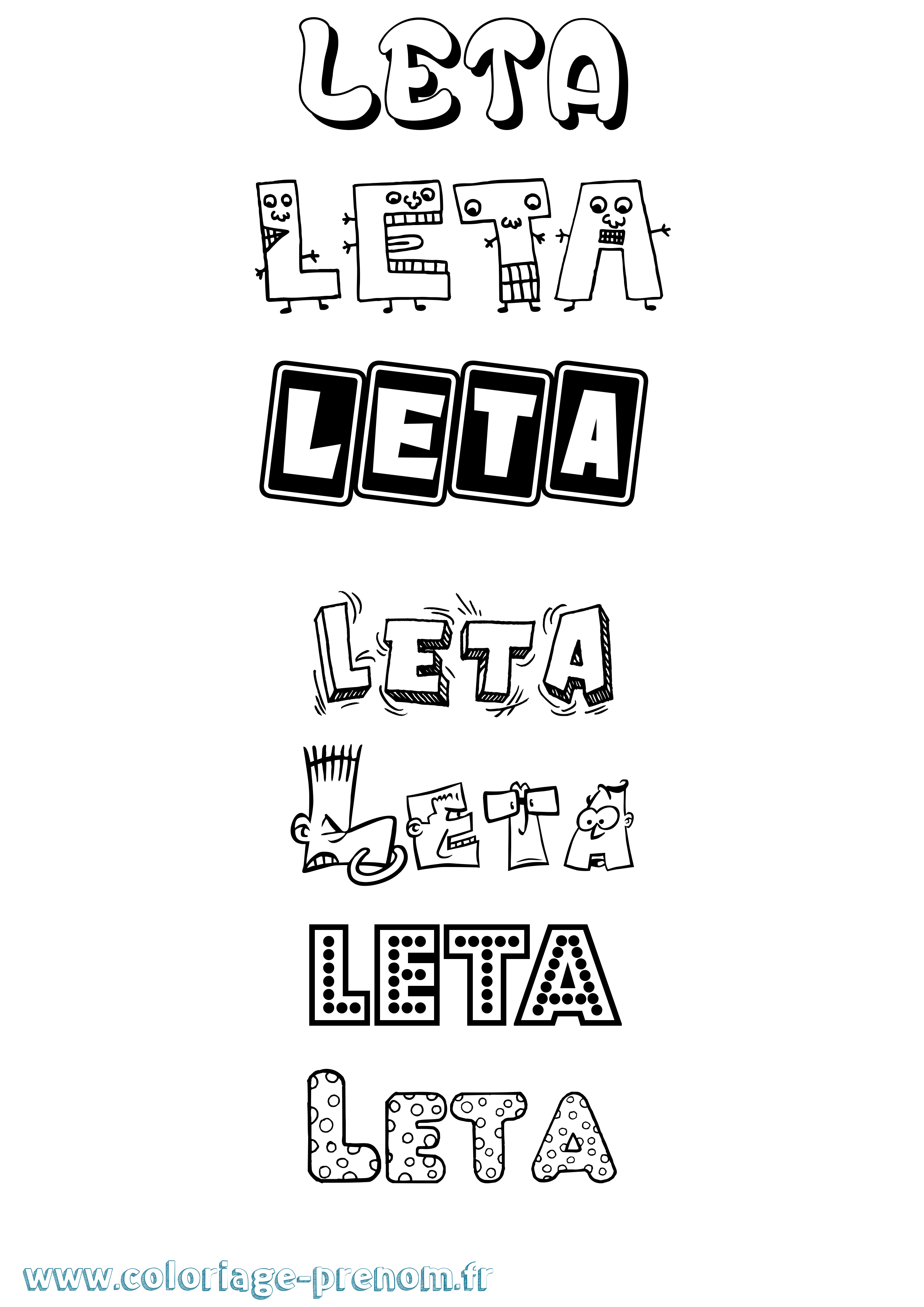 Coloriage Leta Fun Coloriage prénom Leta Fun