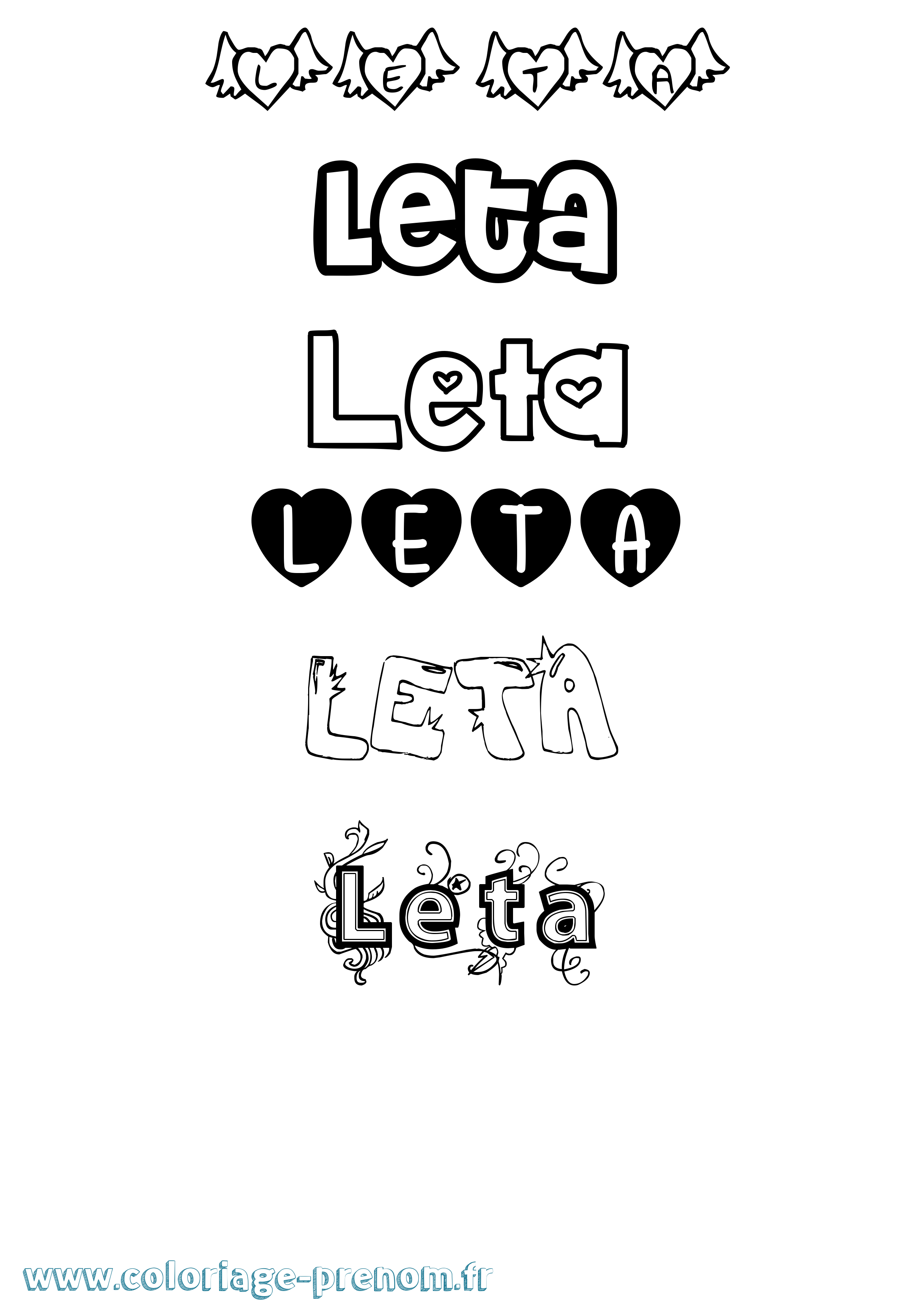 Coloriage Leta Girly Coloriage prénom Leta Girly