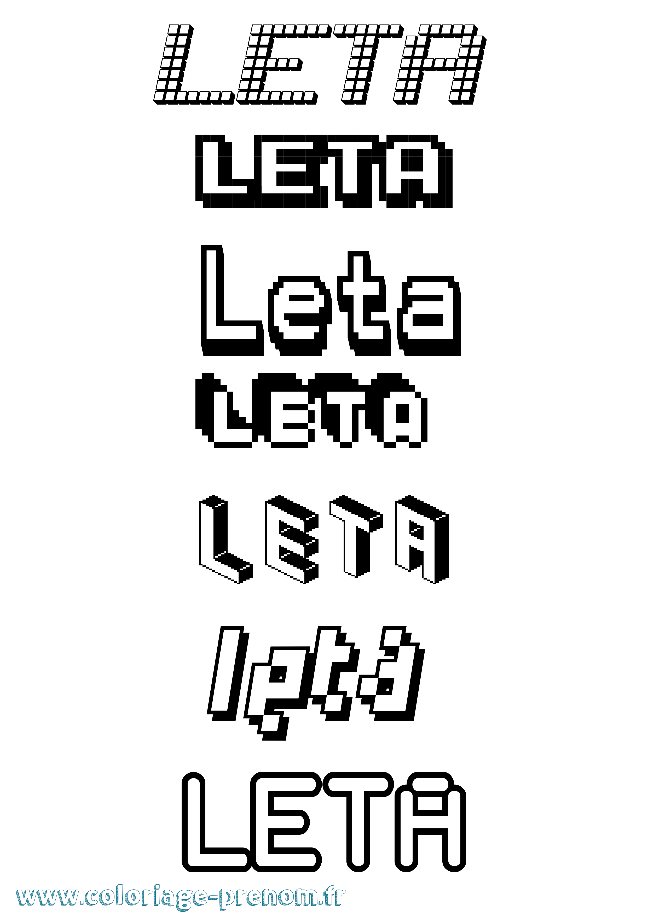 Coloriage Leta Pixel Coloriage prénom Leta Pixel