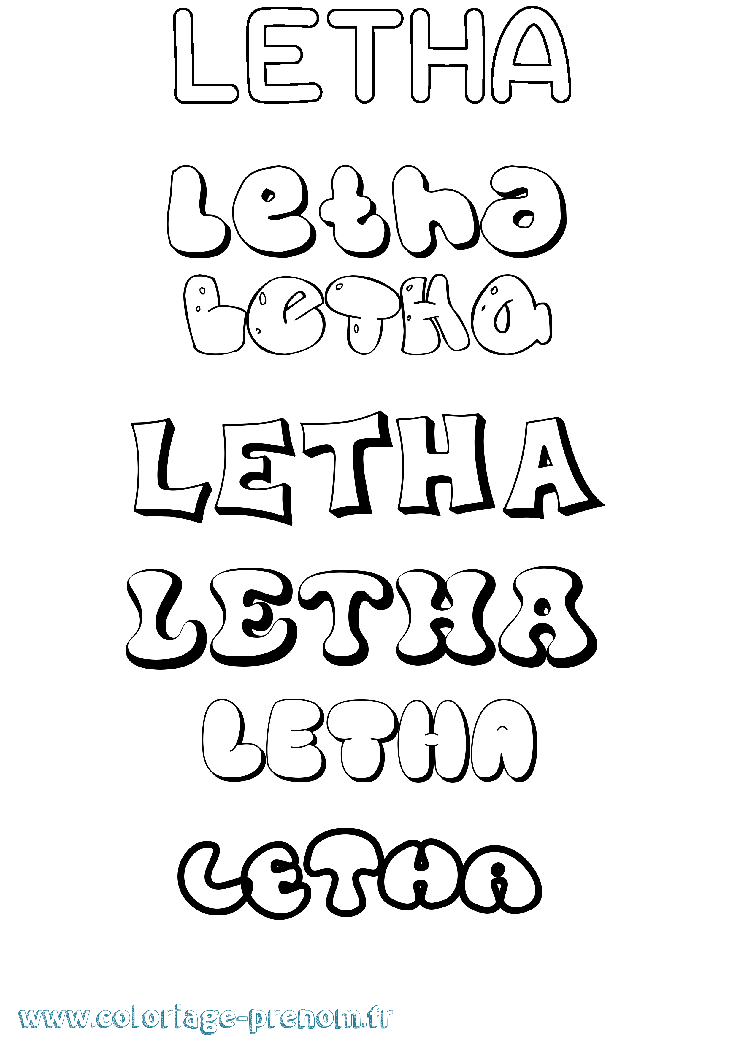 Coloriage Letha Bubble Coloriage prénom Letha Bubble