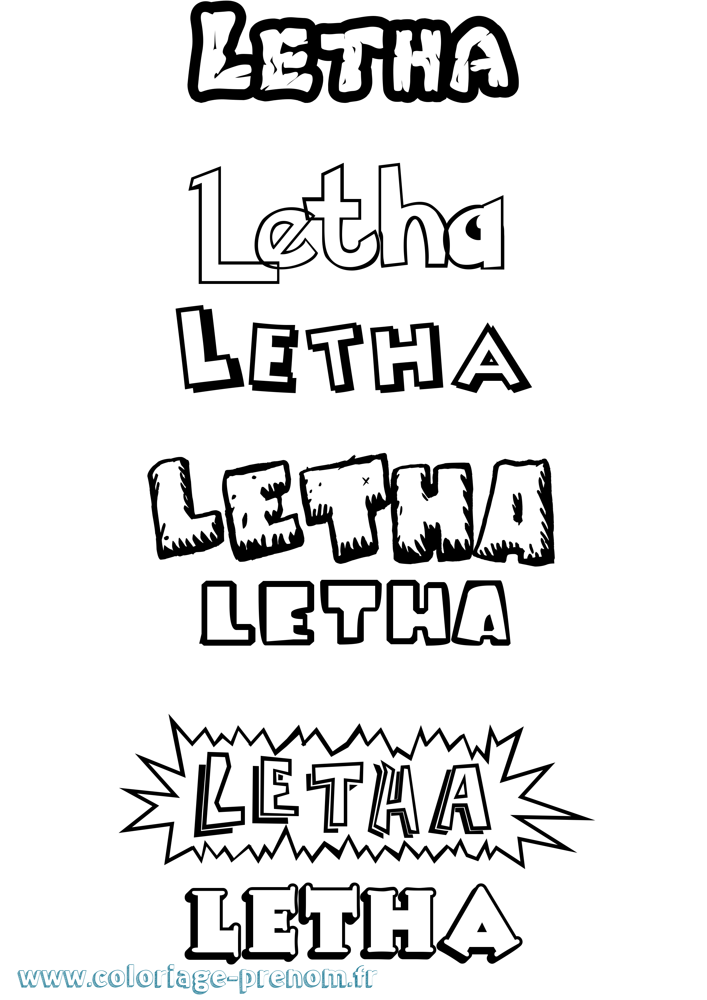 Coloriage Letha Dessin Animé Coloriage prénom Letha Dessin Animé