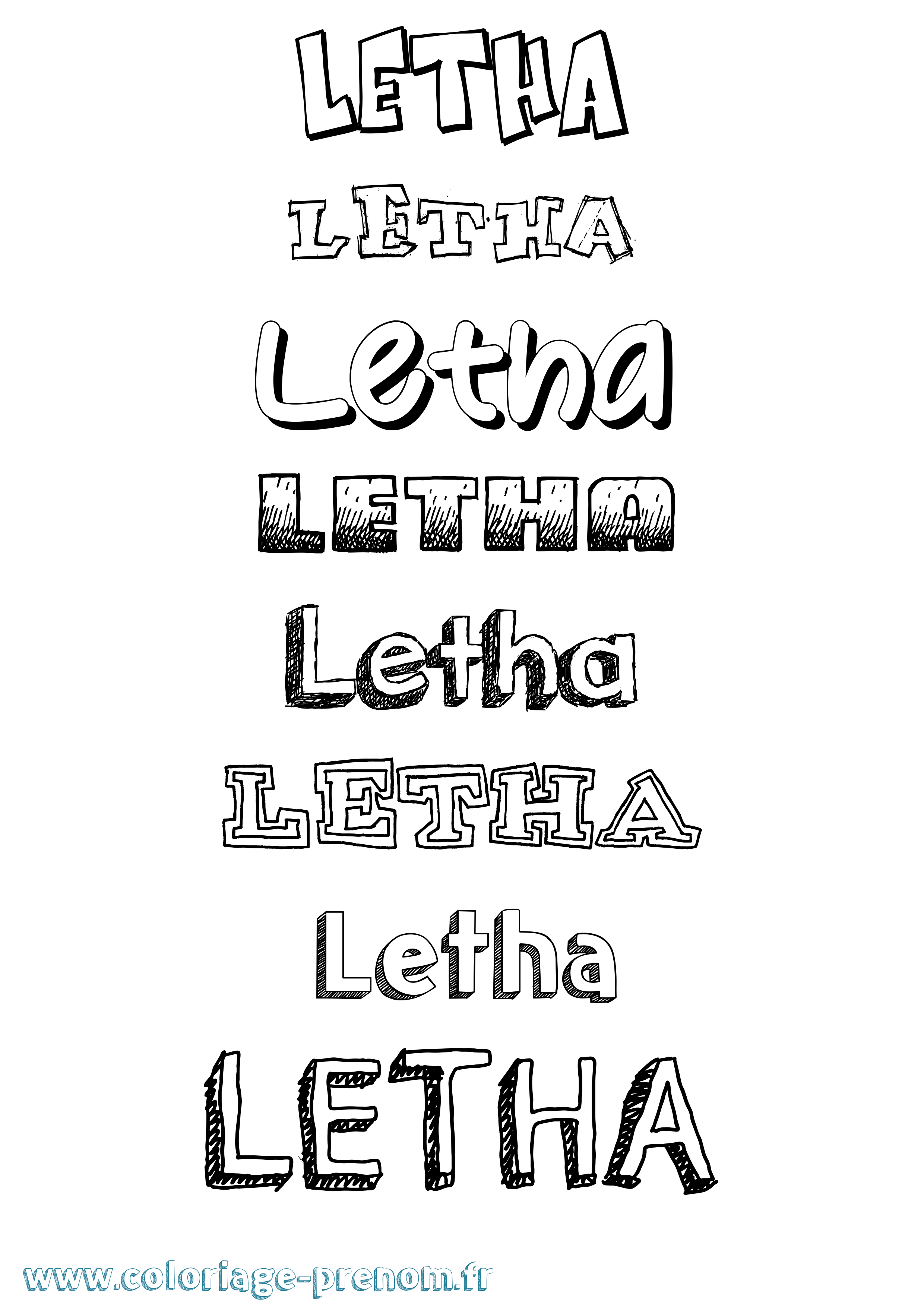 Coloriage Letha Dessiné Coloriage prénom Letha Dessiné
