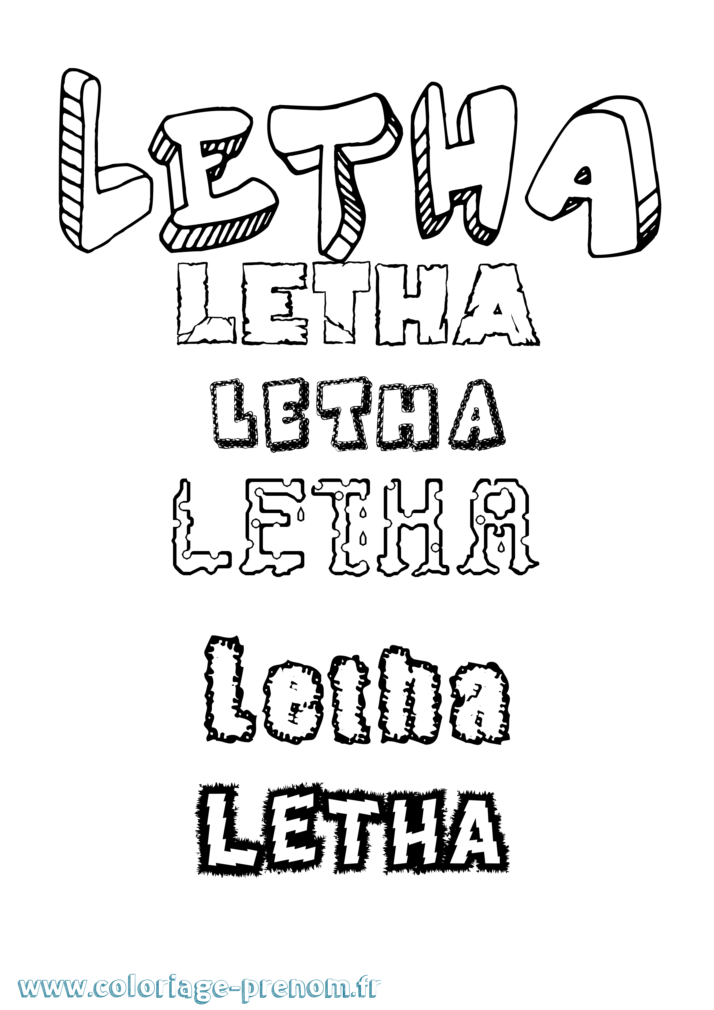 Coloriage Letha Destructuré Coloriage prénom Letha Destructuré