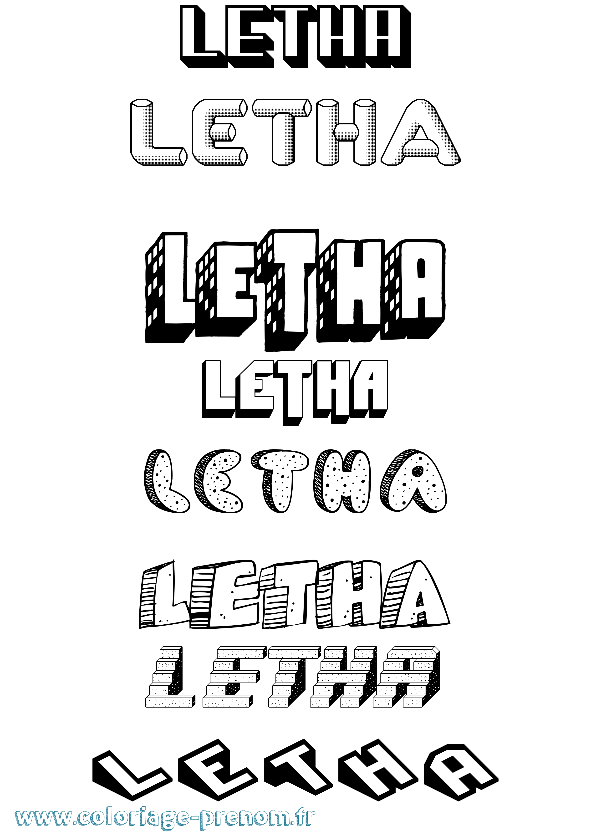 Coloriage Letha Effet 3D Coloriage prénom Letha Effet 3D