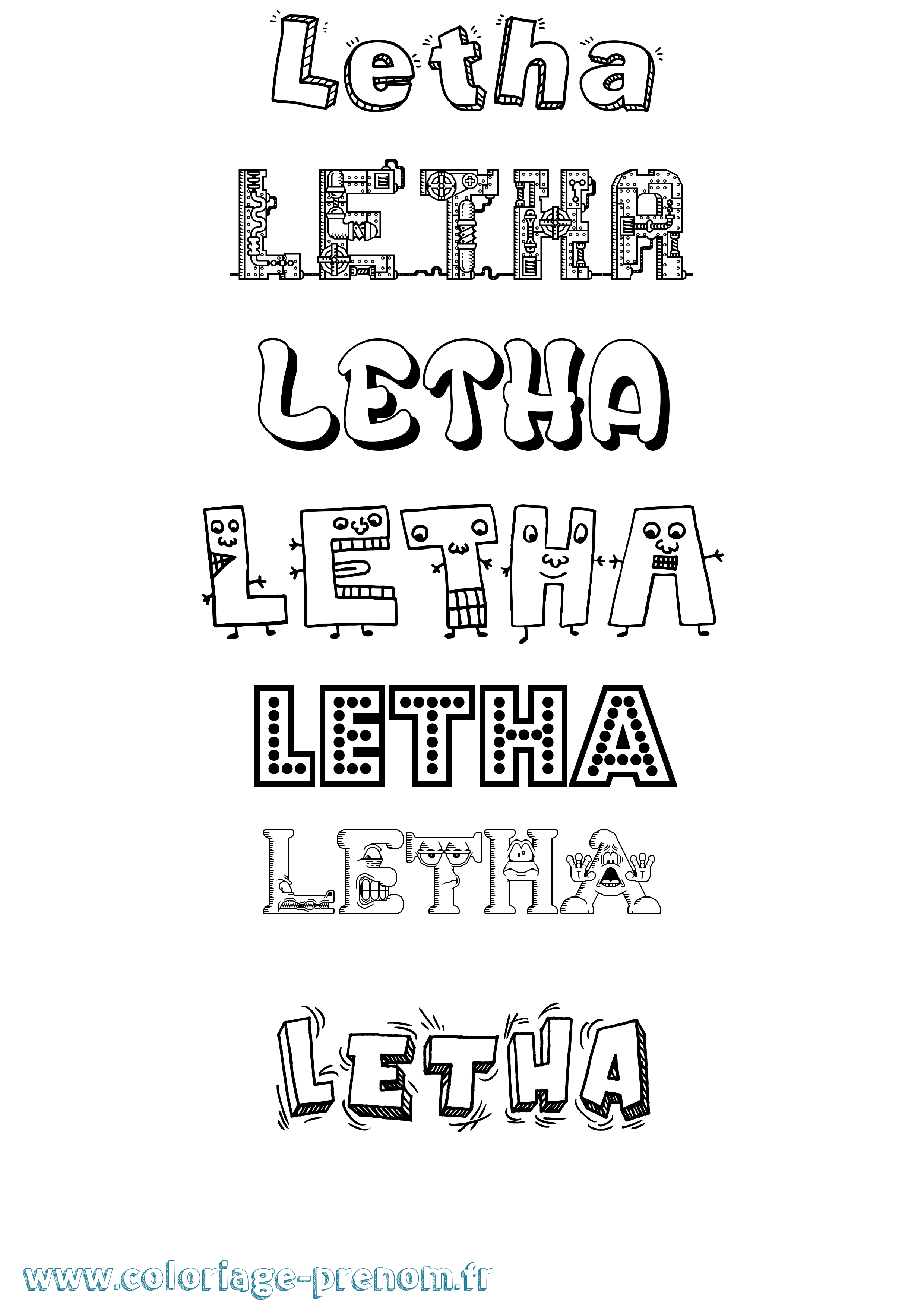 Coloriage Letha Fun Coloriage prénom Letha Fun