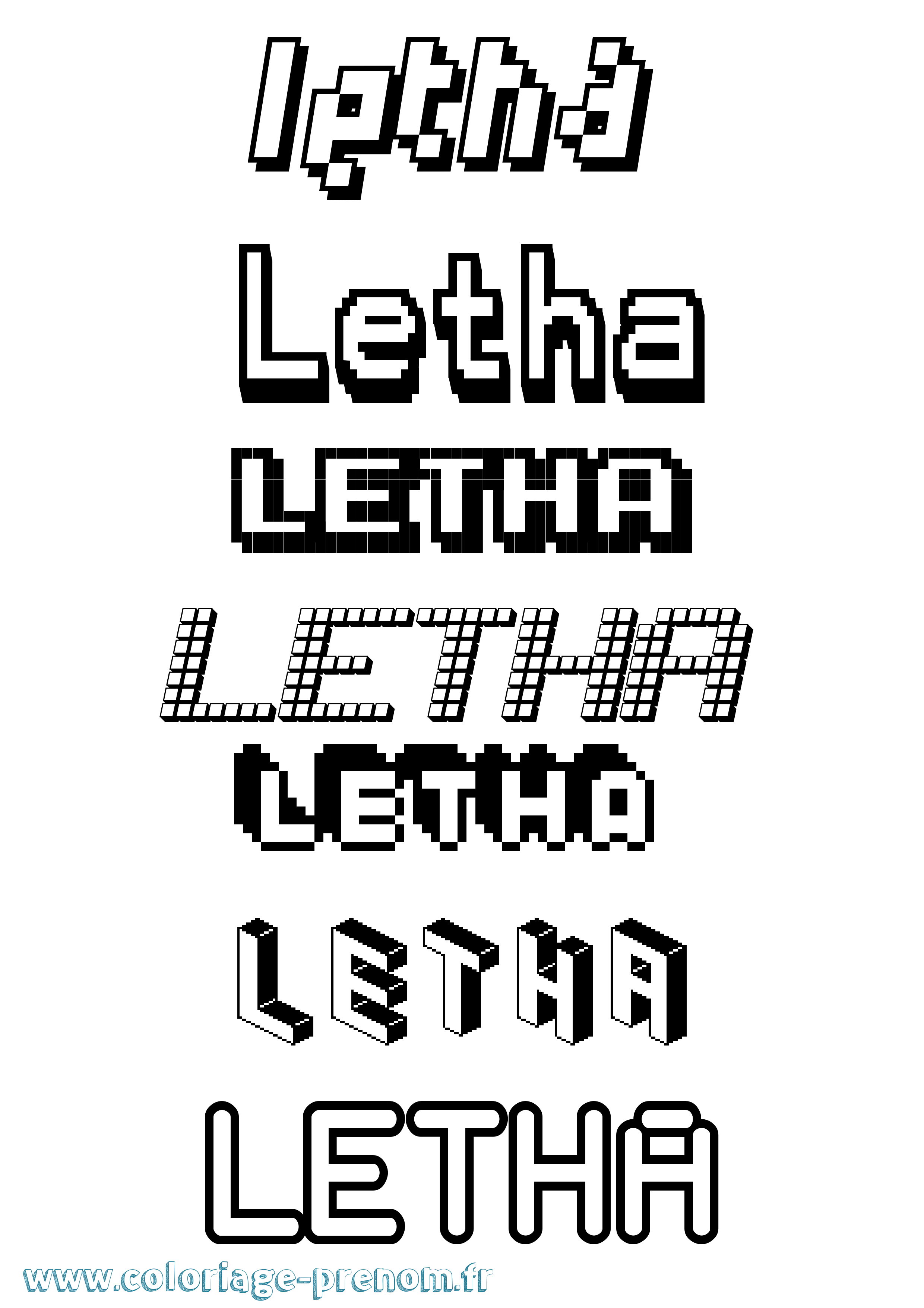 Coloriage Letha Pixel Coloriage prénom Letha Pixel