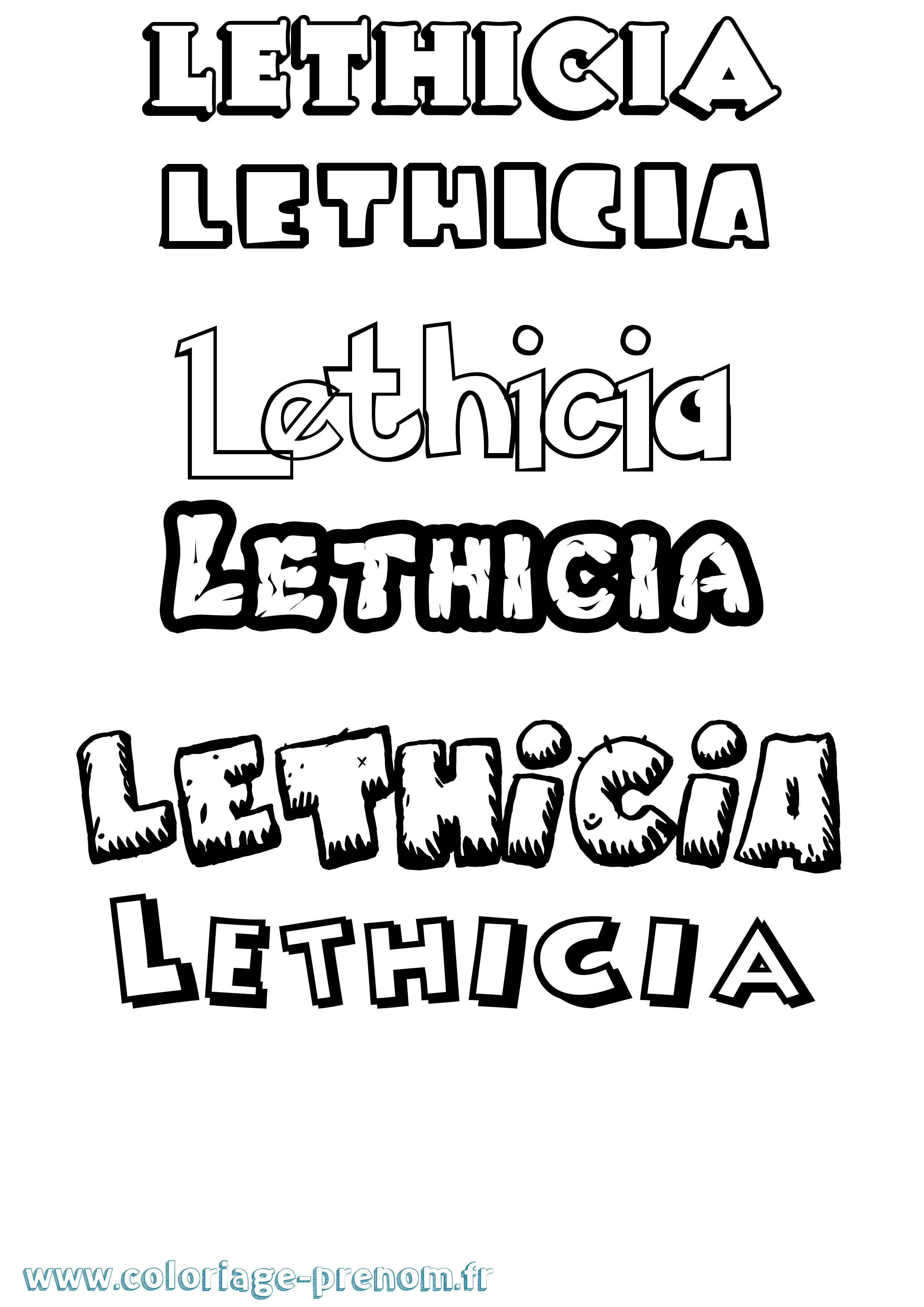 Coloriage Lethicia Dessin Animé Coloriage prénom Lethicia Dessin Animé
