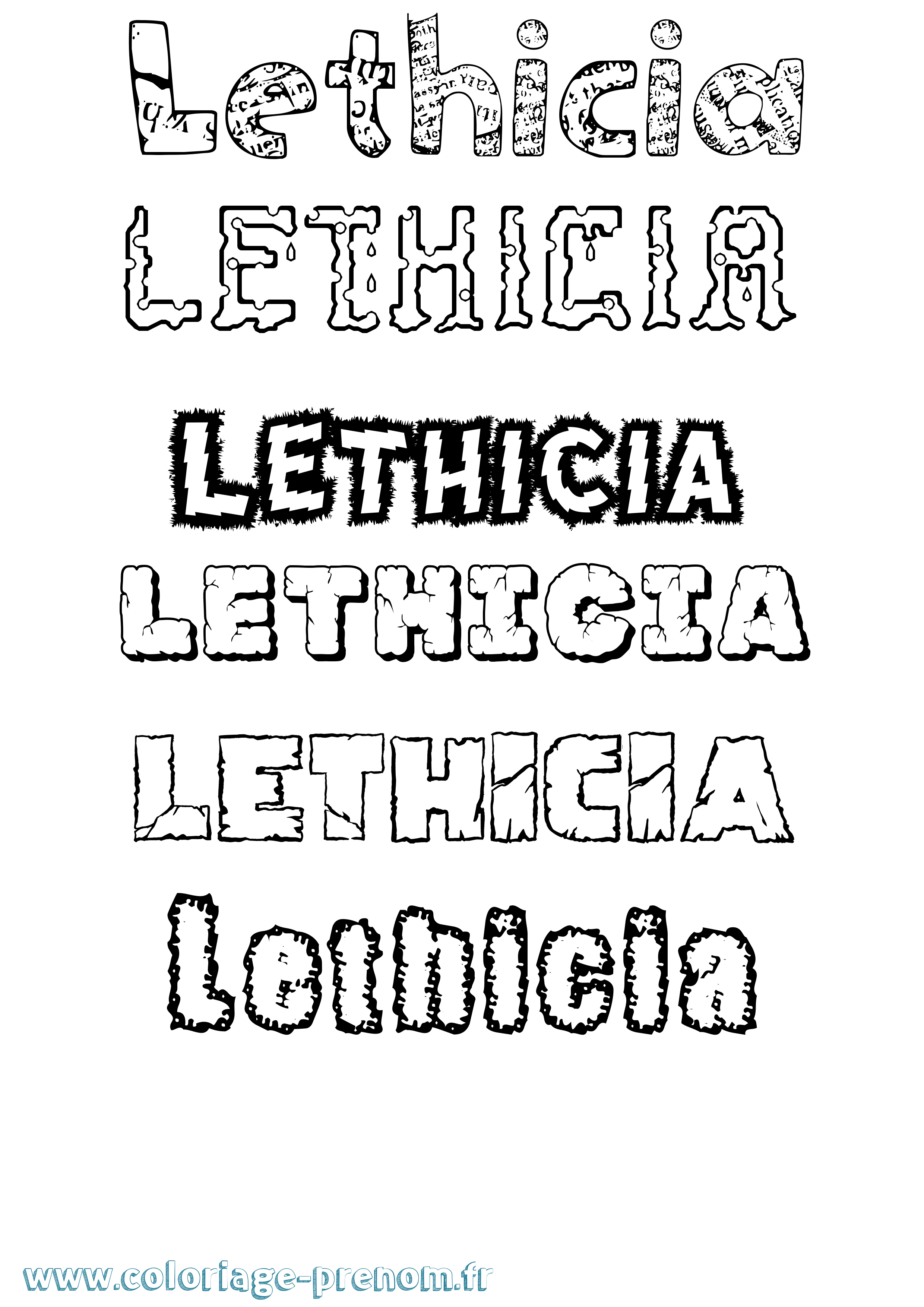 Coloriage Lethicia Destructuré Coloriage prénom Lethicia Destructuré