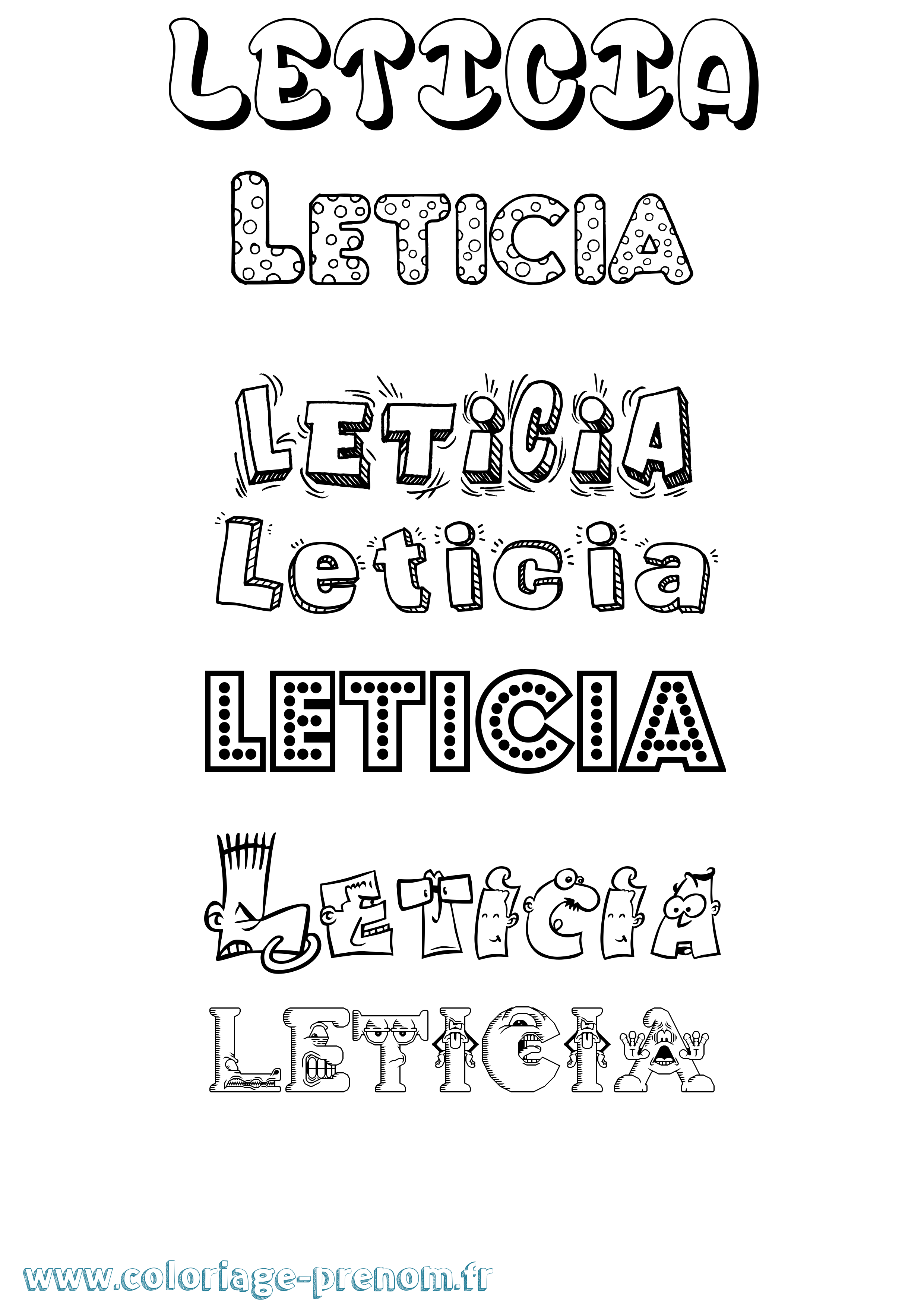 Coloriage Leticia Fun Coloriage prénom Leticia Fun