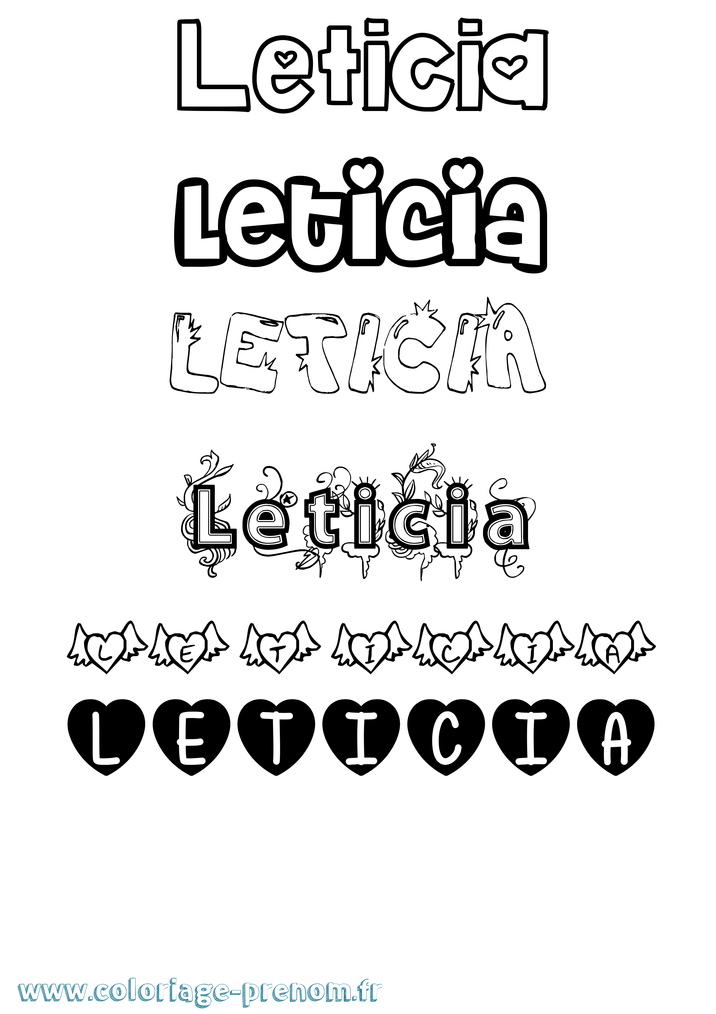 Coloriage Leticia Girly Coloriage prénom Leticia Girly