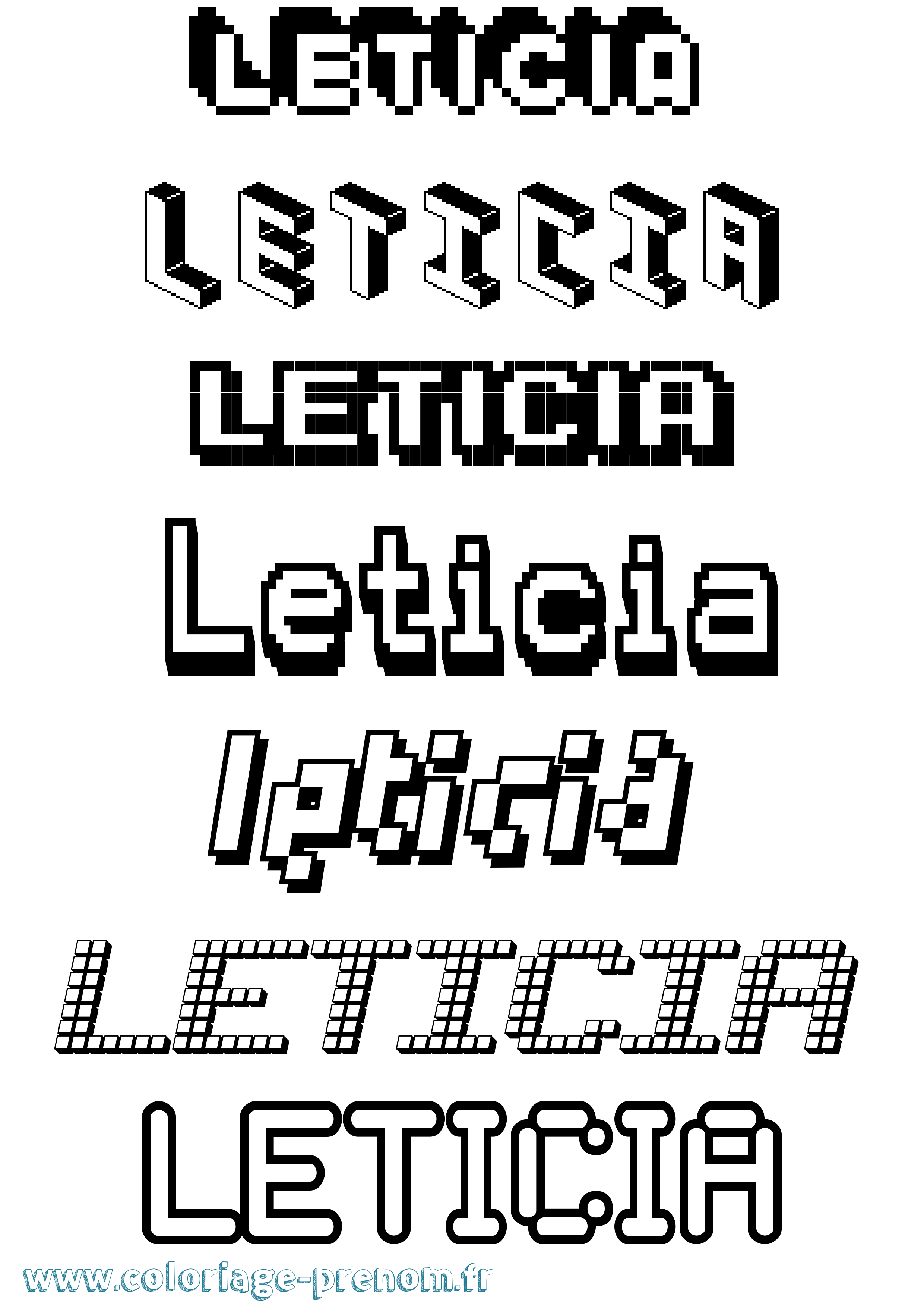 Coloriage Leticia Pixel Coloriage prénom Leticia Pixel