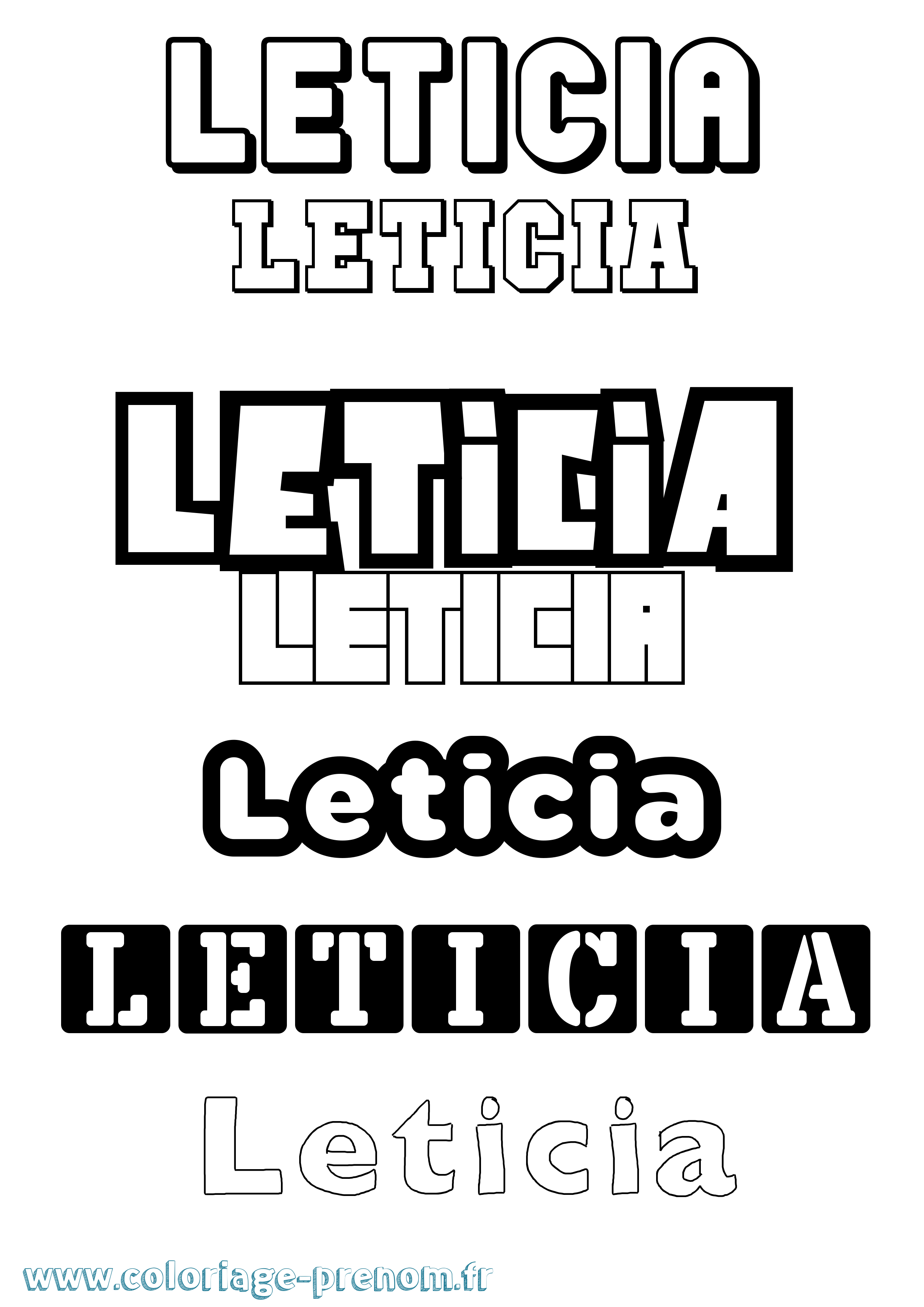 Coloriage Leticia Simple Coloriage prénom Leticia Simple