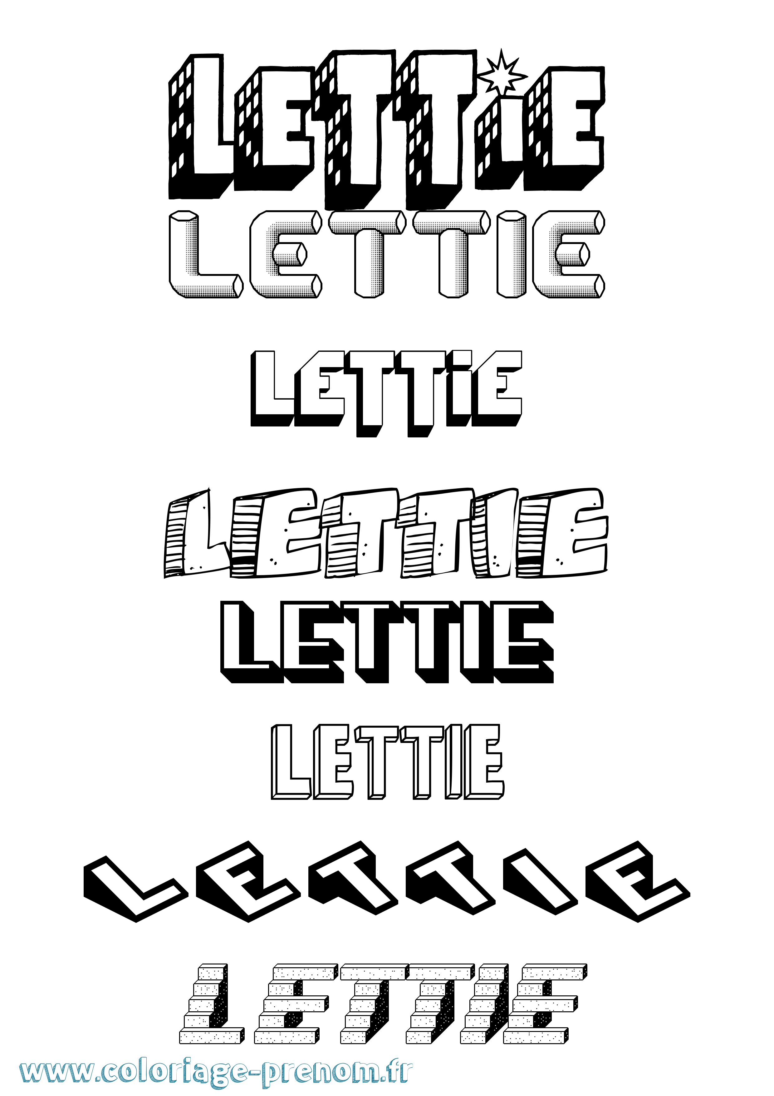 Coloriage Lettie Effet 3D Coloriage prénom Lettie Effet 3D