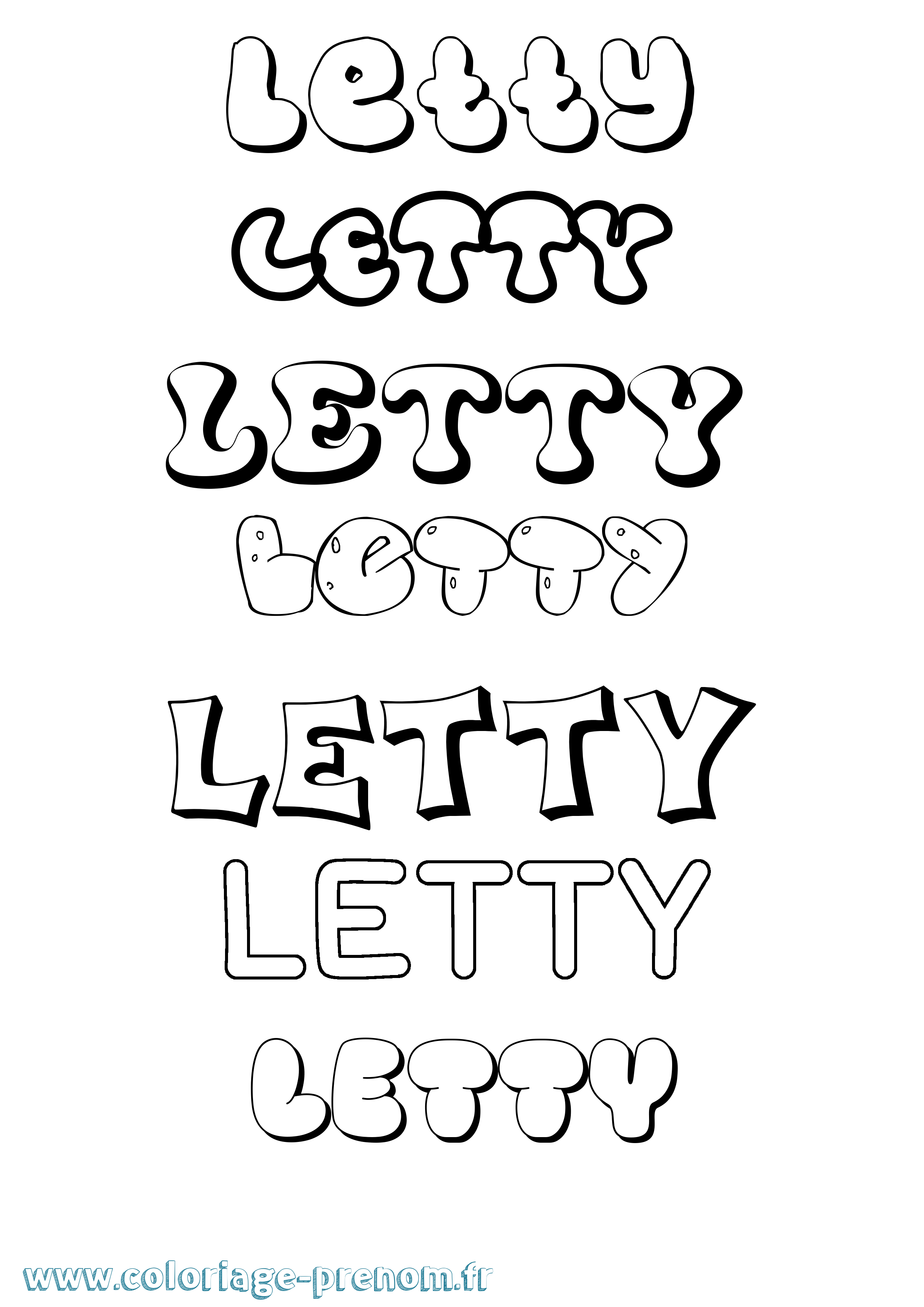 Coloriage Letty Bubble Coloriage prénom Letty Bubble