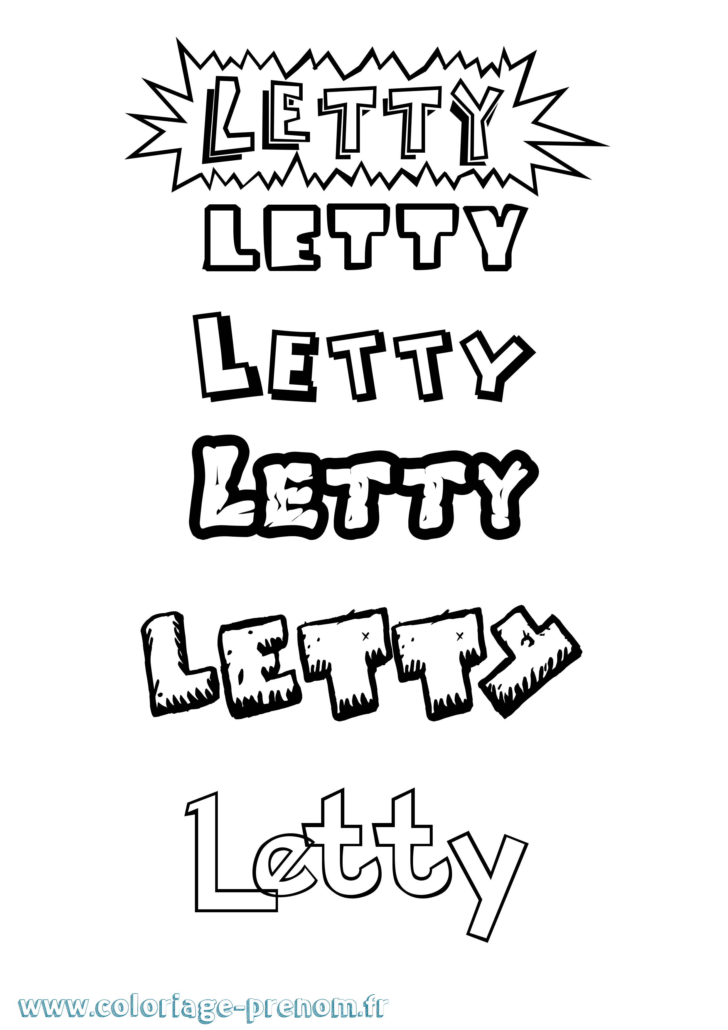 Coloriage Letty Dessin Animé Coloriage prénom Letty Dessin Animé