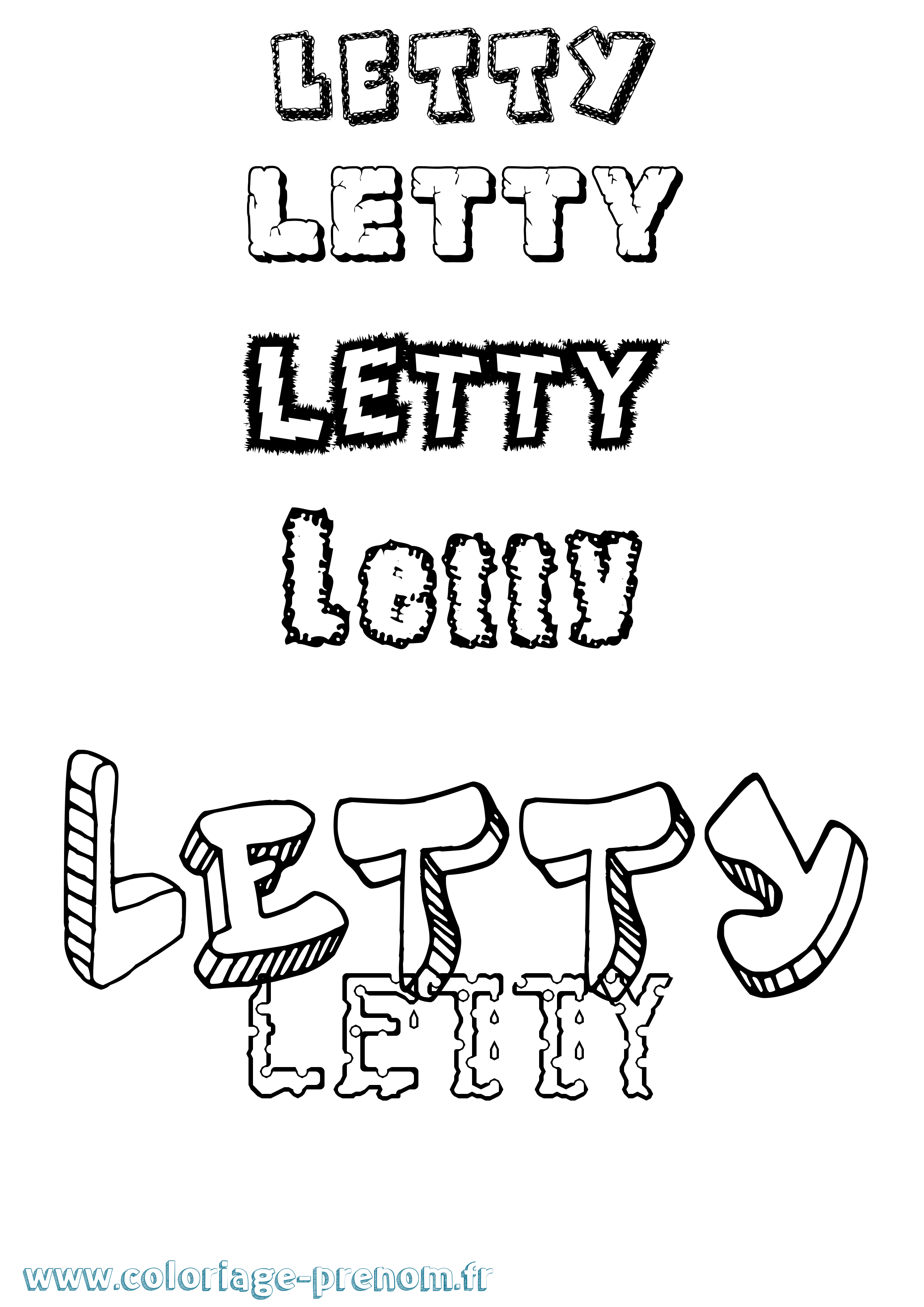 Coloriage Letty Destructuré Coloriage prénom Letty Destructuré