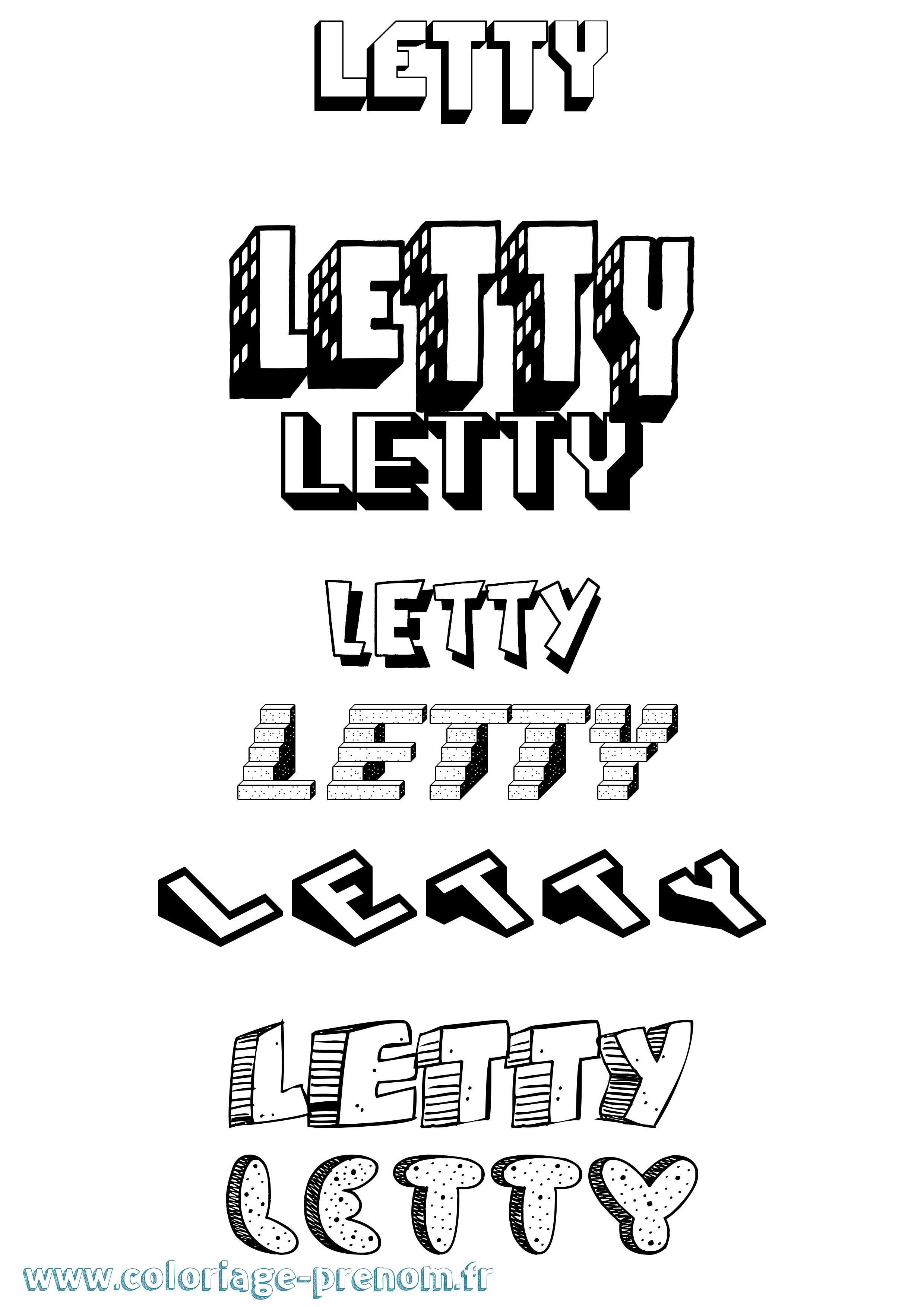 Coloriage Letty Effet 3D Coloriage prénom Letty Effet 3D