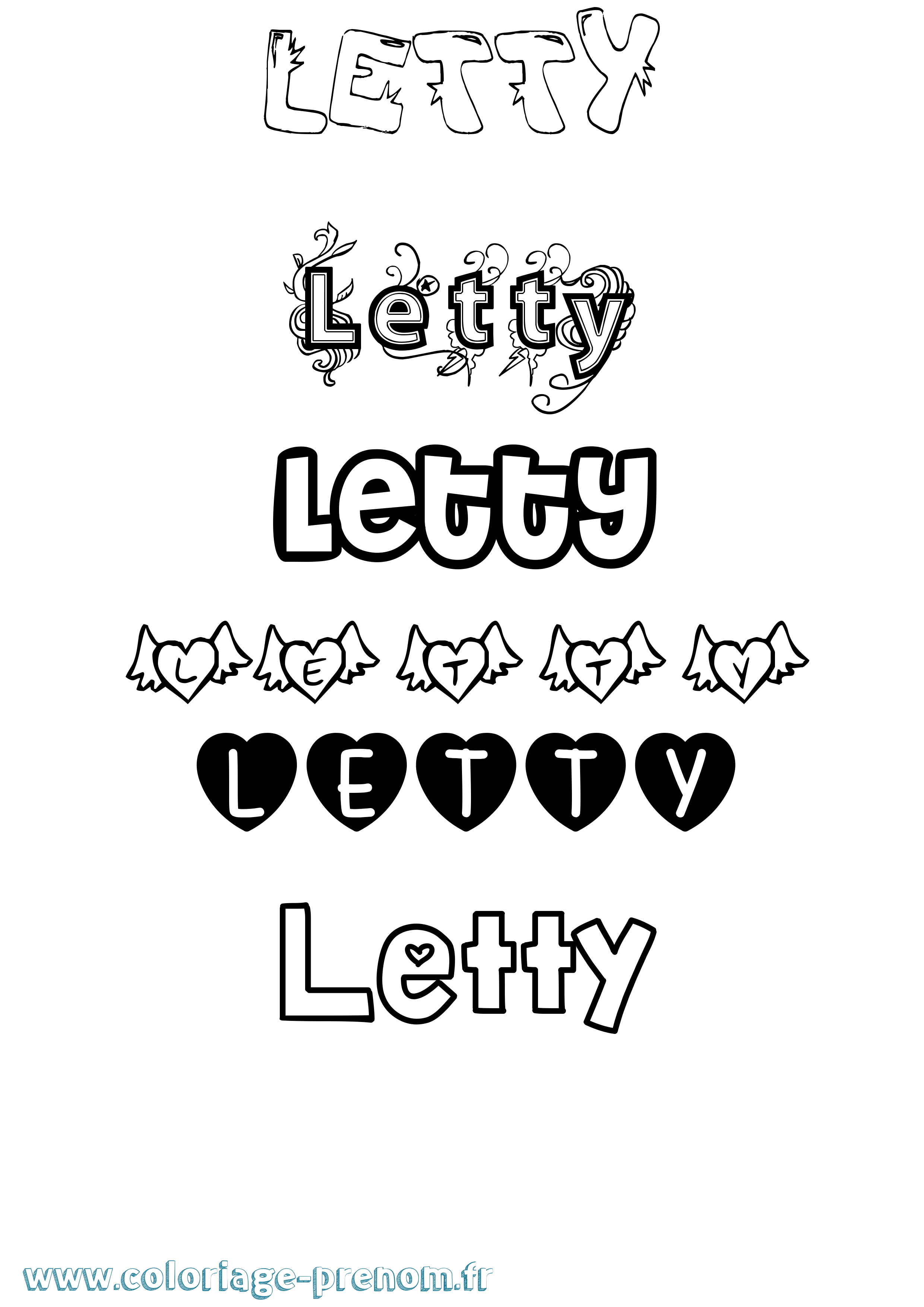 Coloriage Letty Girly Coloriage prénom Letty Girly