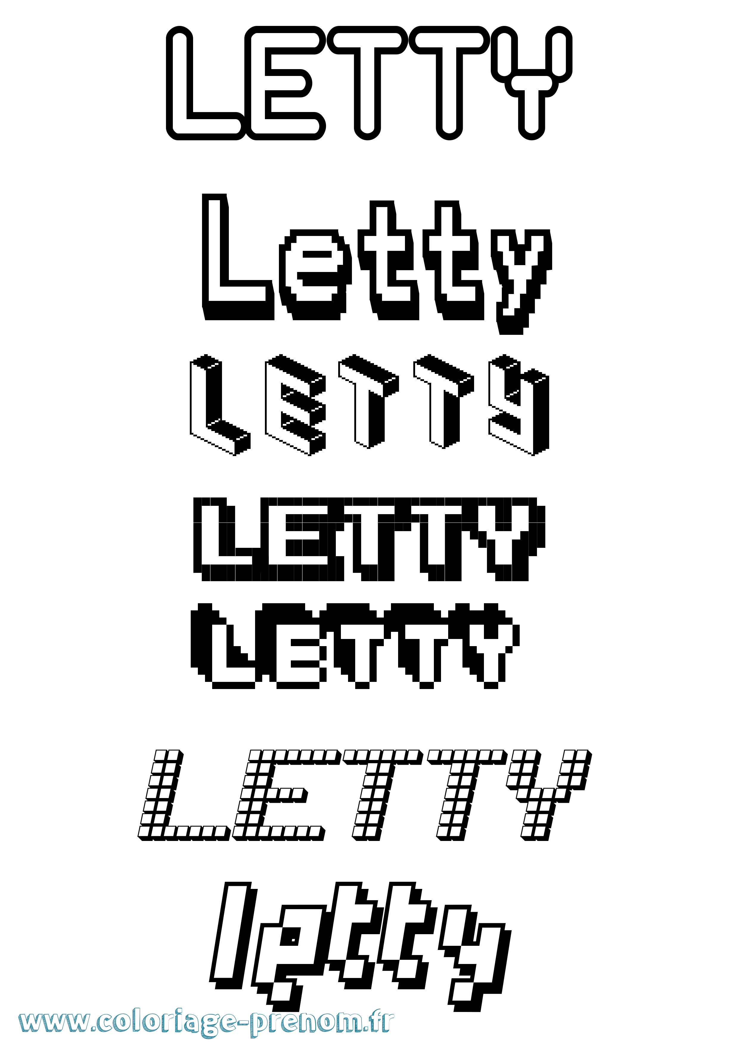 Coloriage Letty Pixel Coloriage prénom Letty Pixel