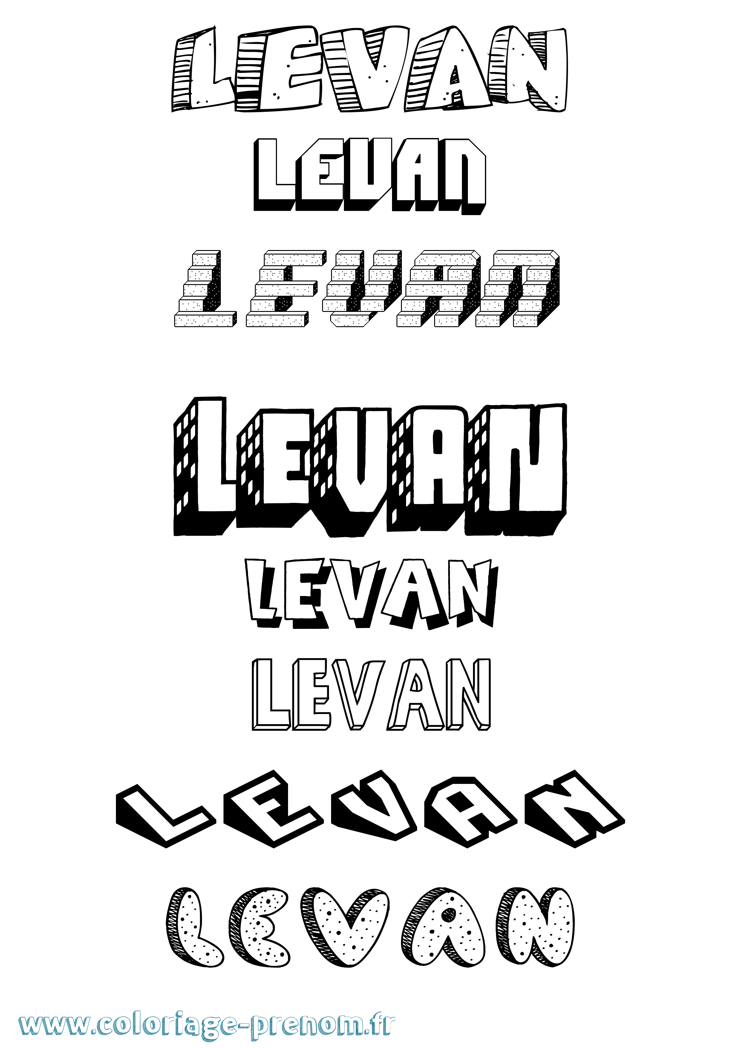 Coloriage Levan Effet 3D Coloriage prénom Levan Effet 3D