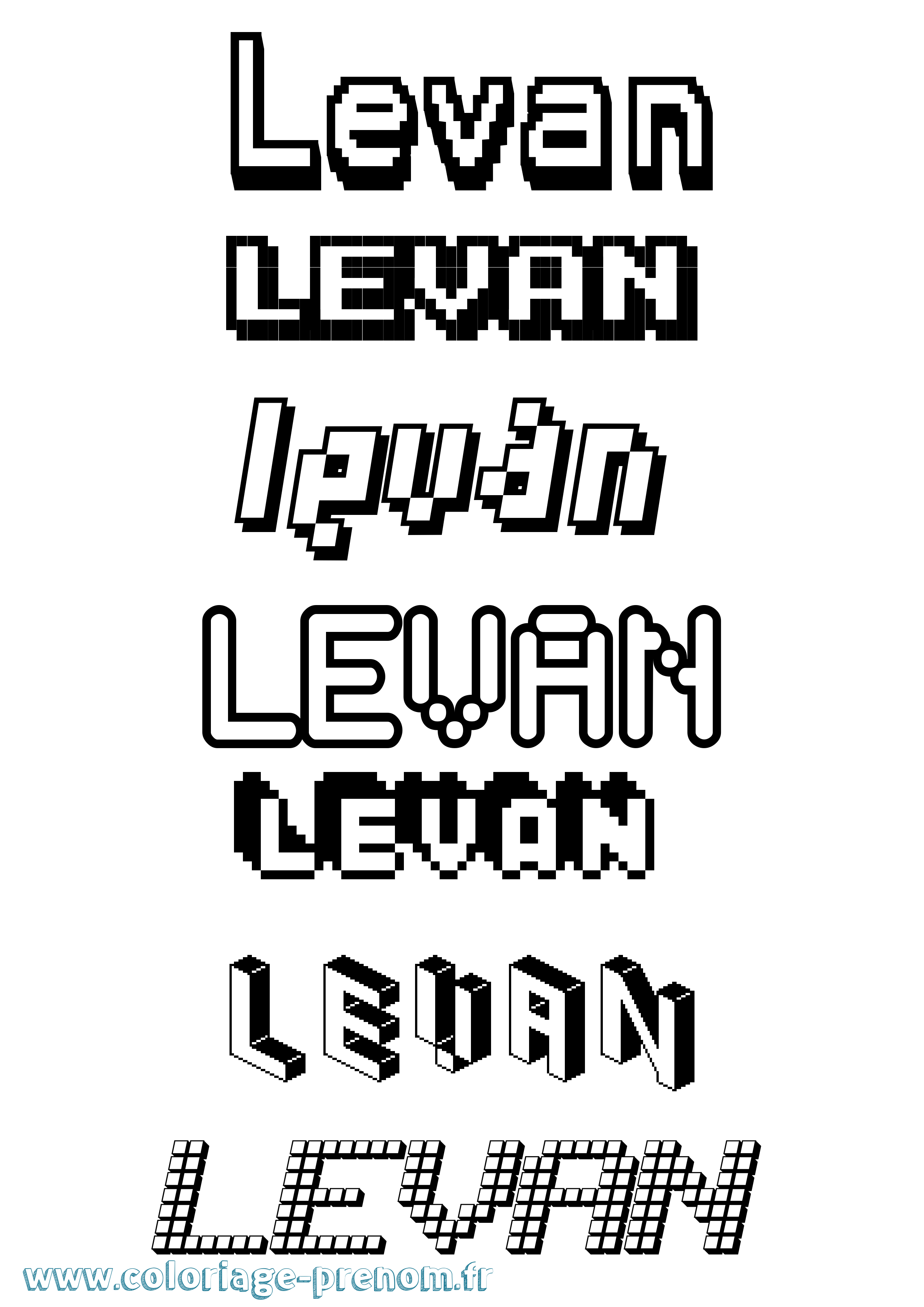 Coloriage Levan Pixel Coloriage prénom Levan Pixel