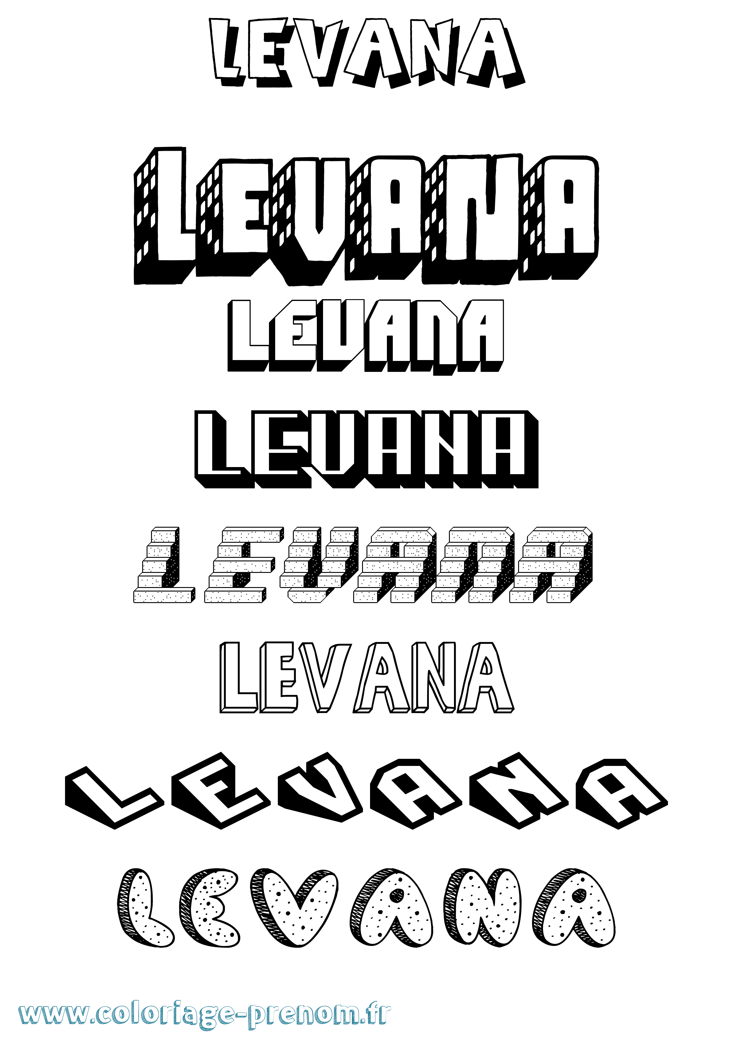 Coloriage Levana Effet 3D Coloriage prénom Levana Effet 3D
