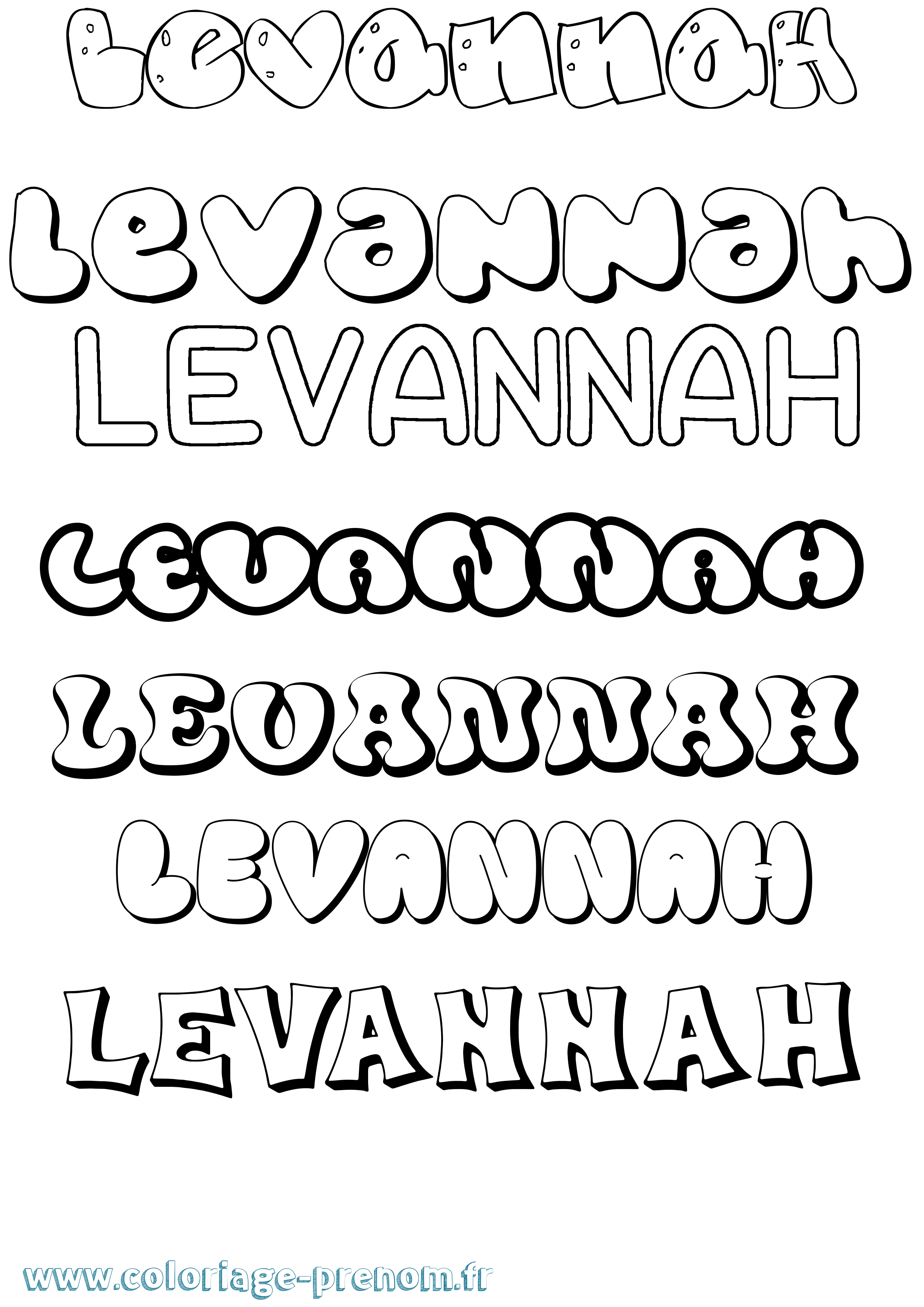Coloriage Levannah Bubble Coloriage prénom Levannah Bubble