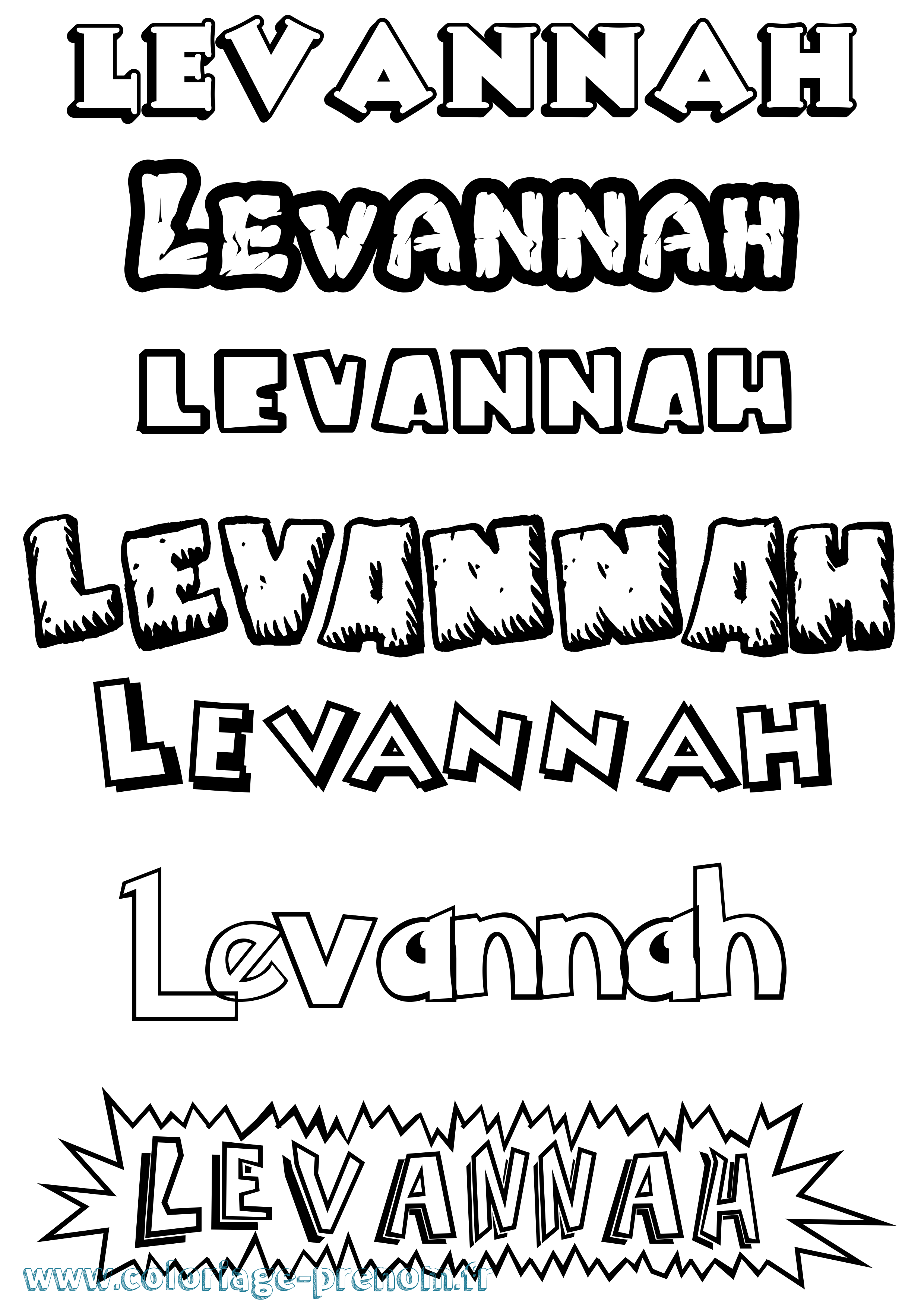 Coloriage Levannah Dessin Animé Coloriage prénom Levannah Dessin Animé