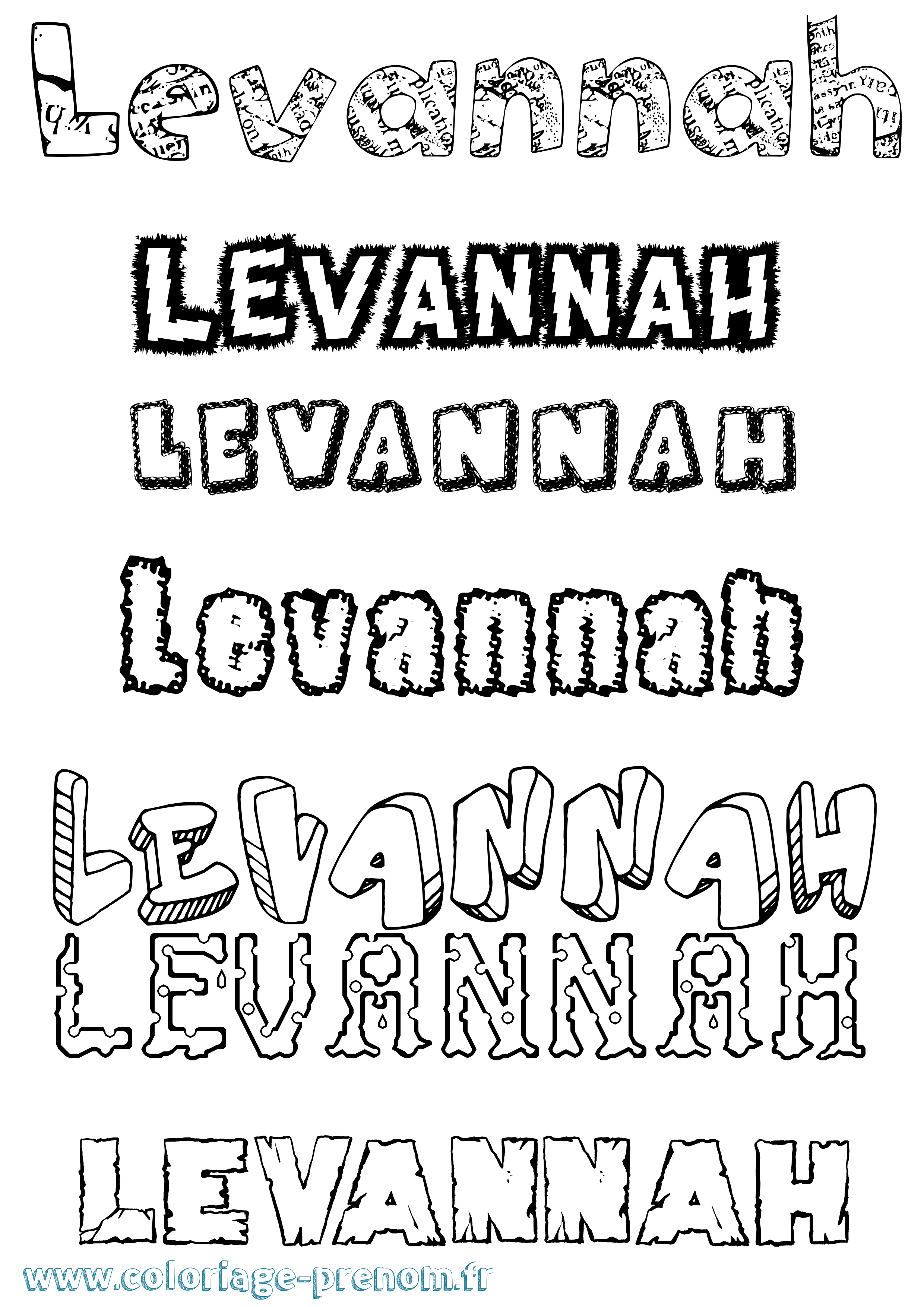 Coloriage Levannah Destructuré Coloriage prénom Levannah Destructuré