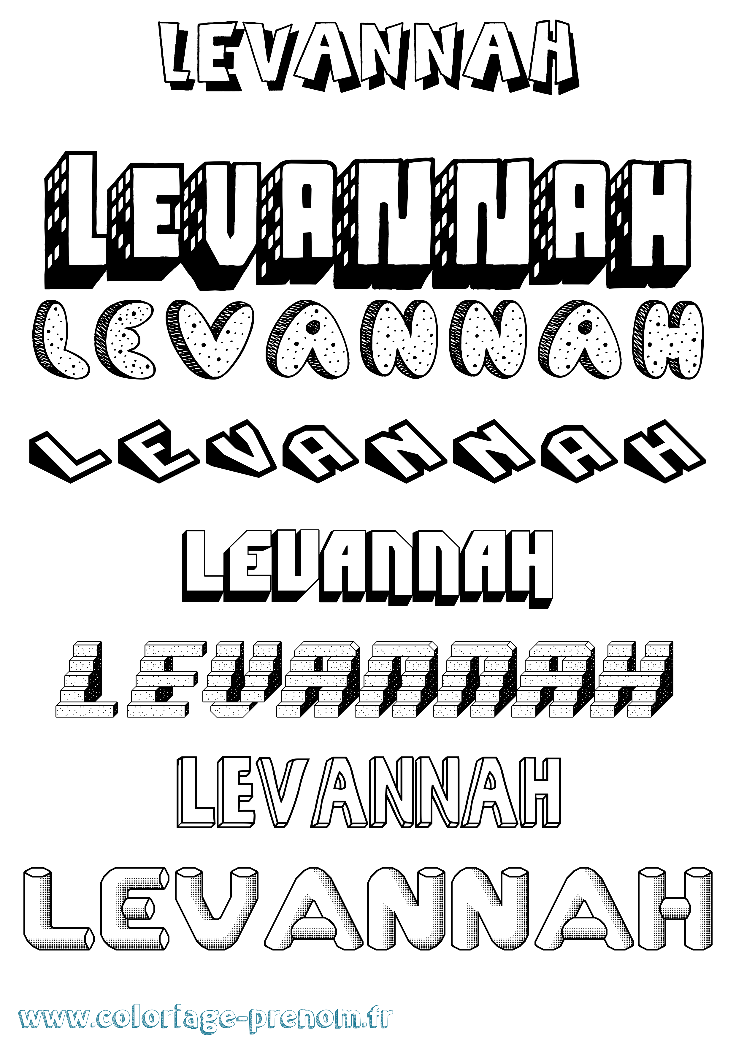 Coloriage Levannah Effet 3D Coloriage prénom Levannah Effet 3D