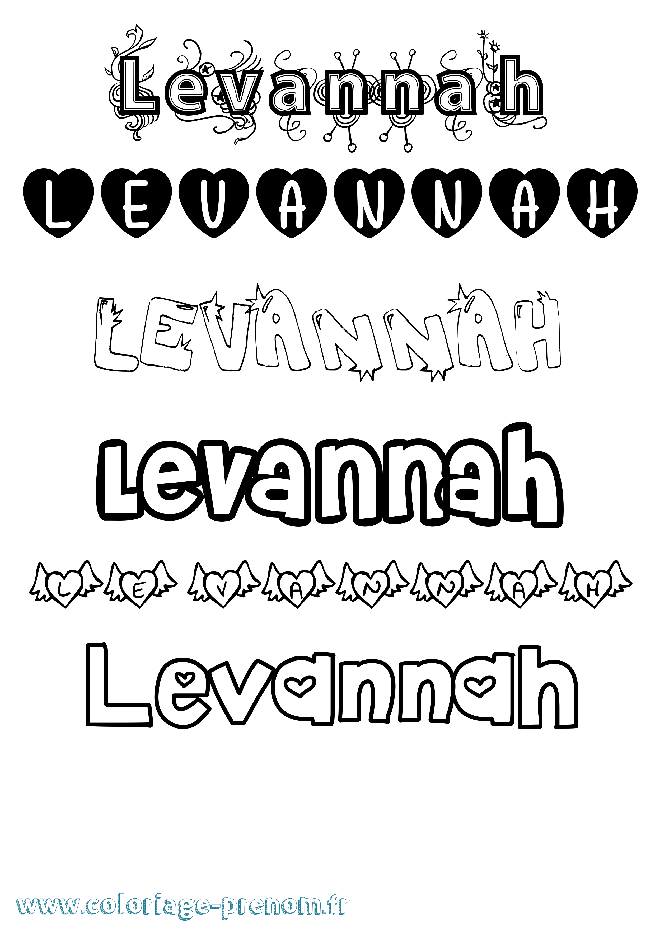 Coloriage Levannah Girly Coloriage prénom Levannah Girly