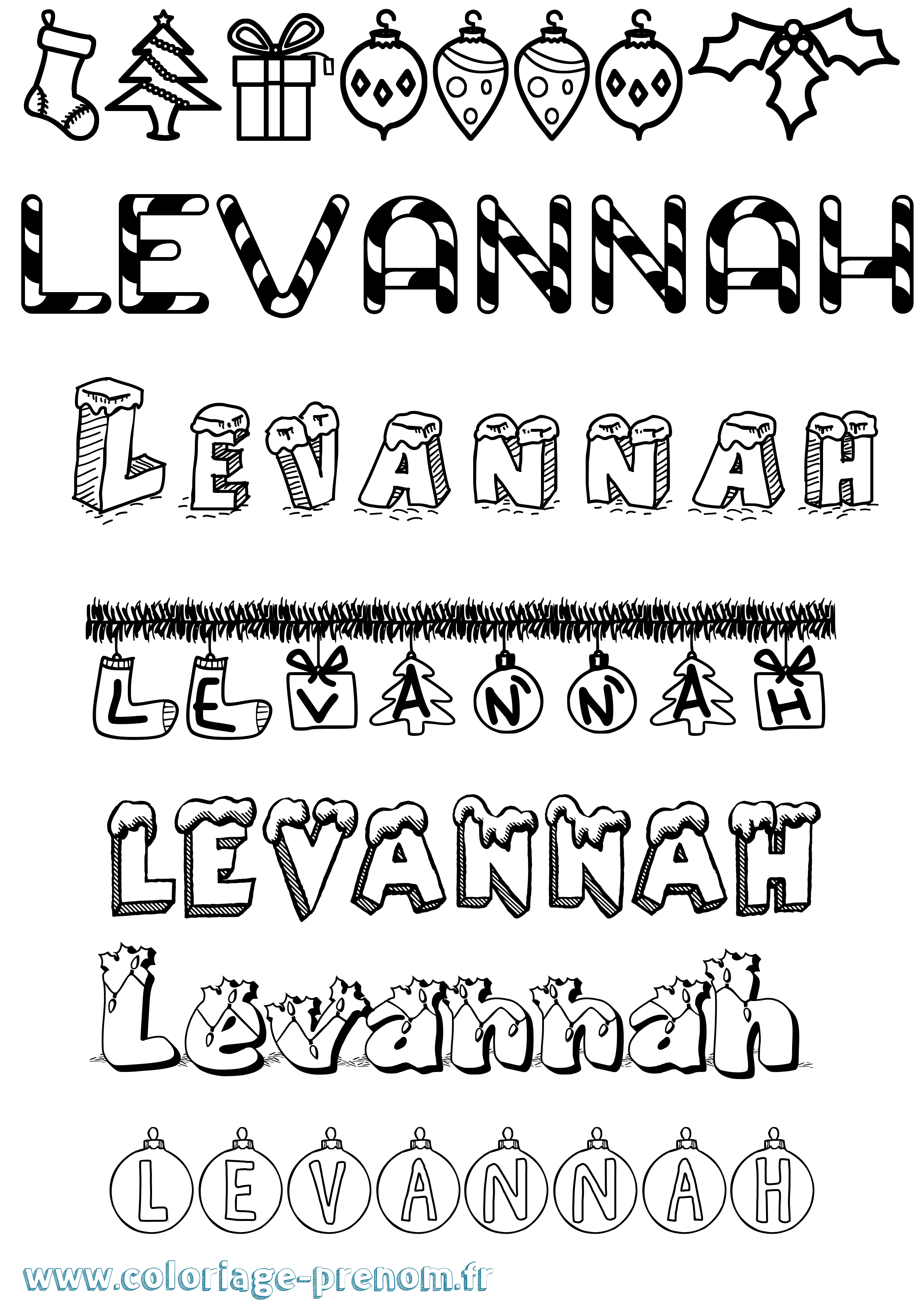 Coloriage Levannah Noël Coloriage prénom Levannah Noël