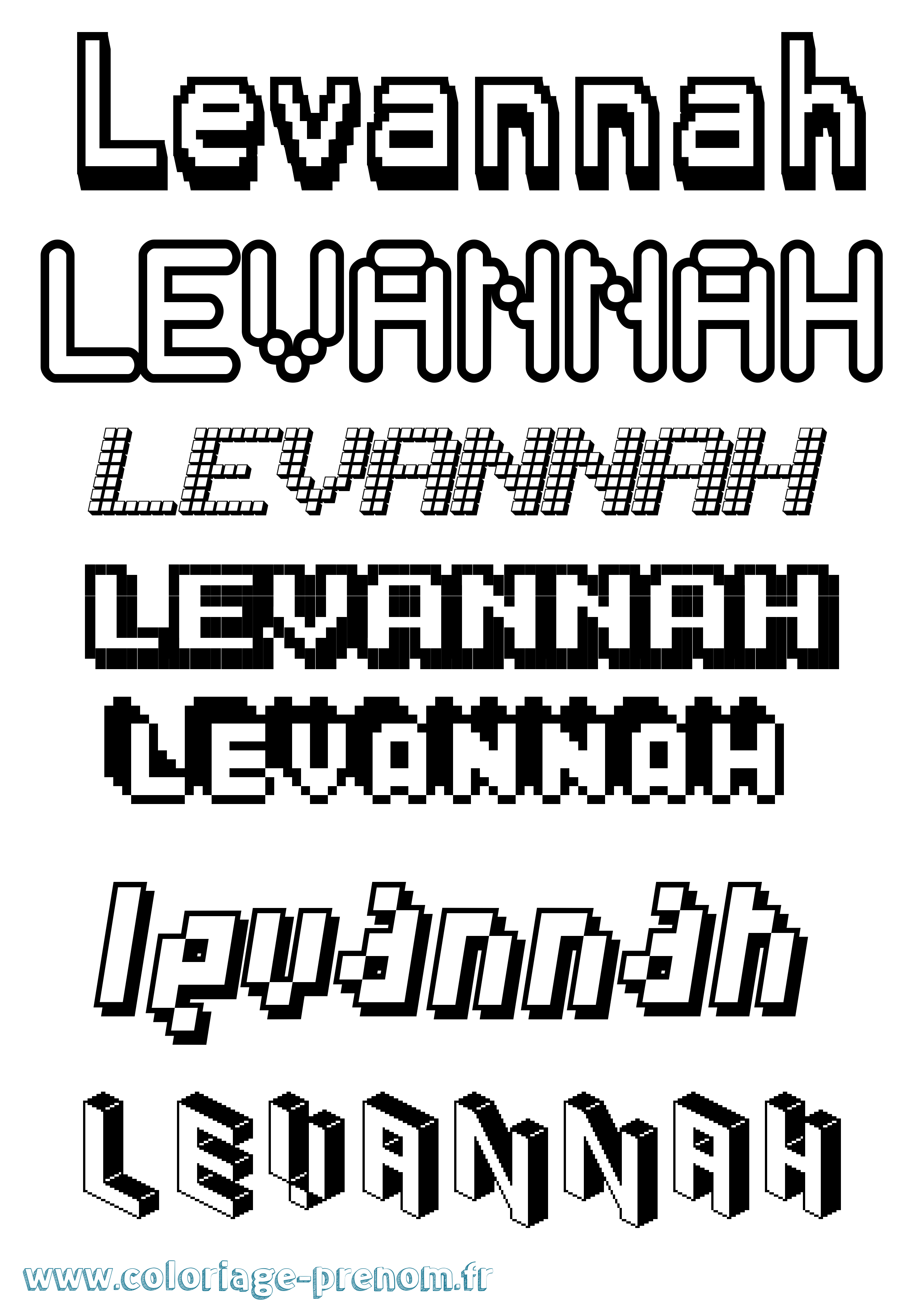Coloriage Levannah Pixel Coloriage prénom Levannah Pixel