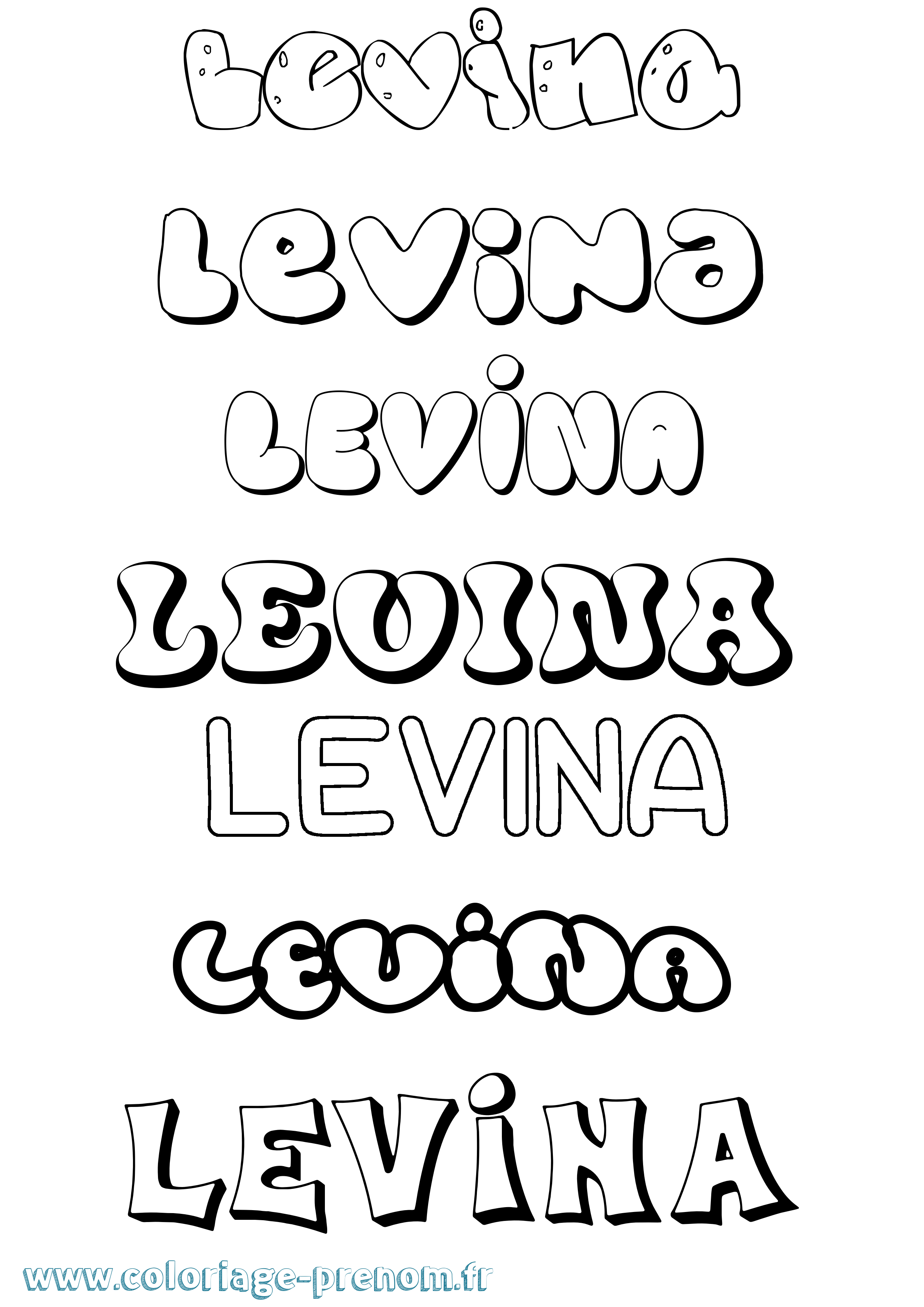 Coloriage Levina Bubble Coloriage prénom Levina Bubble