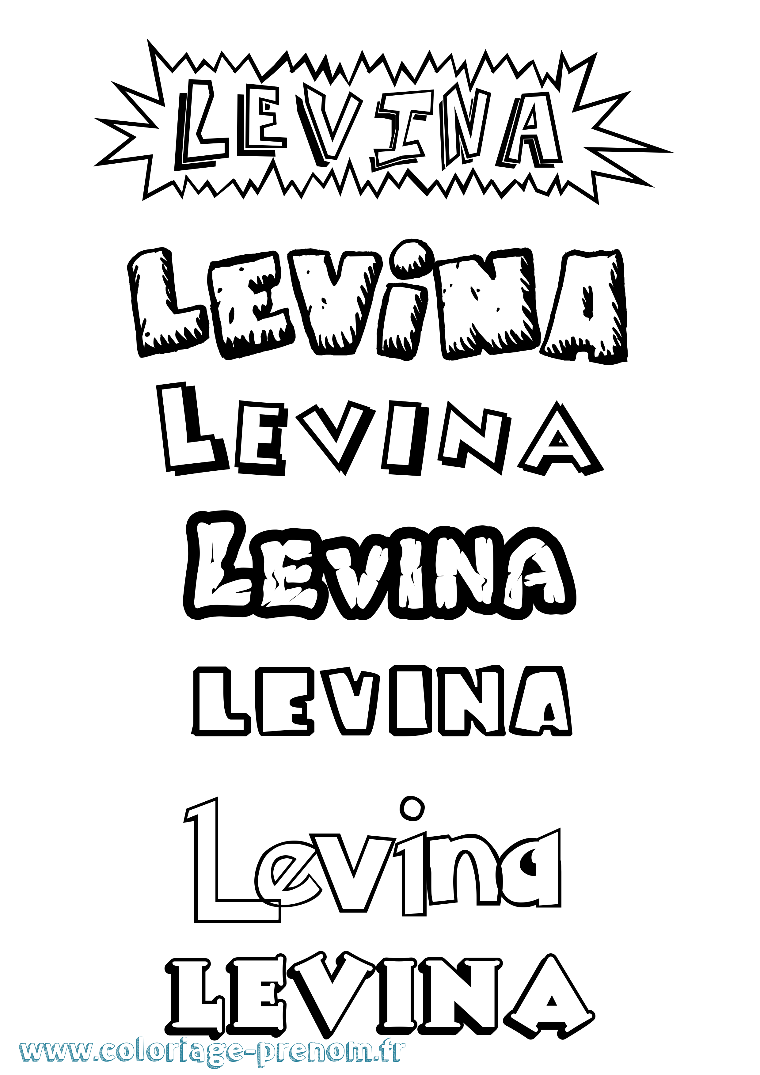 Coloriage Levina Dessin Animé Coloriage prénom Levina Dessin Animé