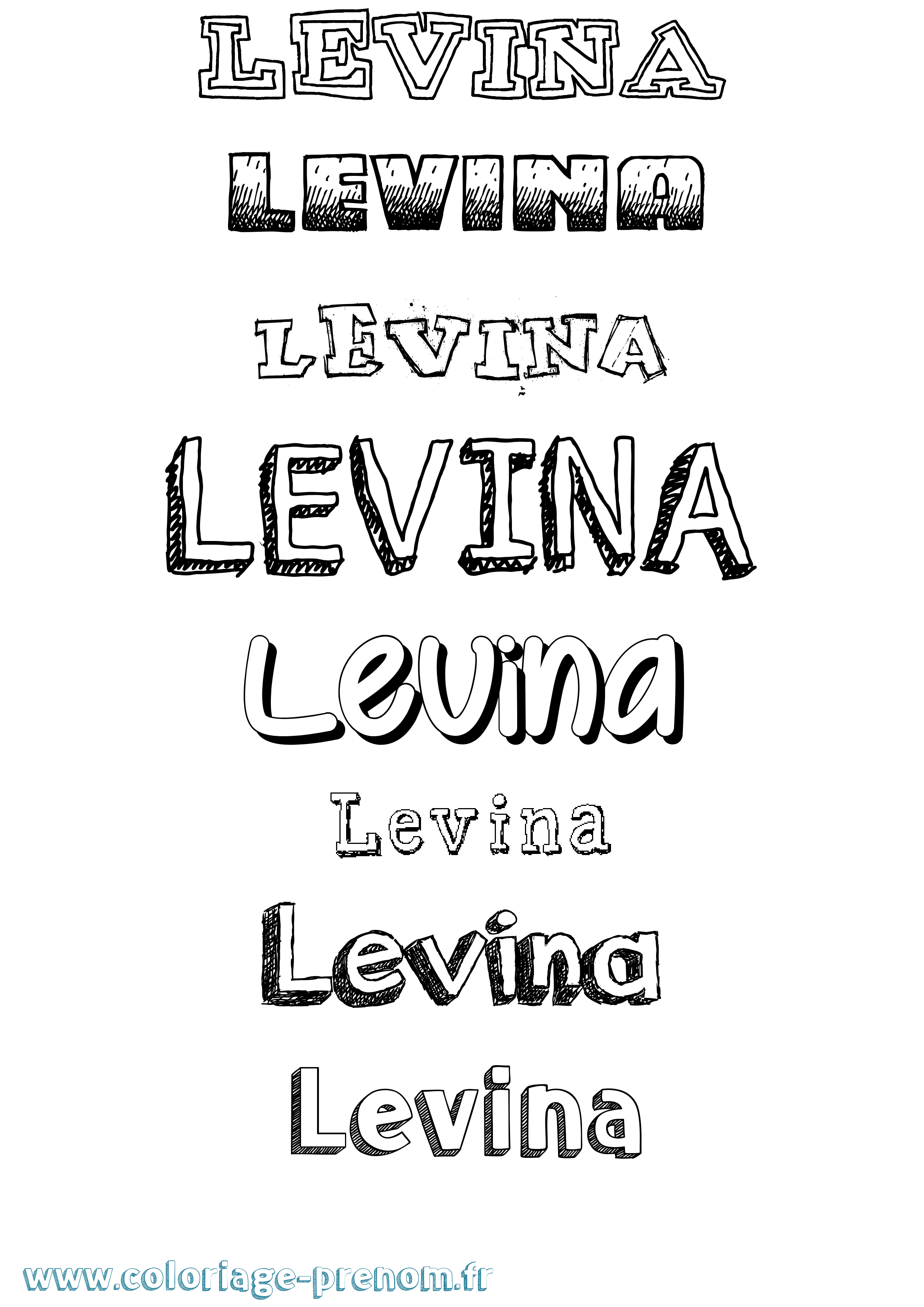 Coloriage Levina Dessiné Coloriage prénom Levina Dessiné