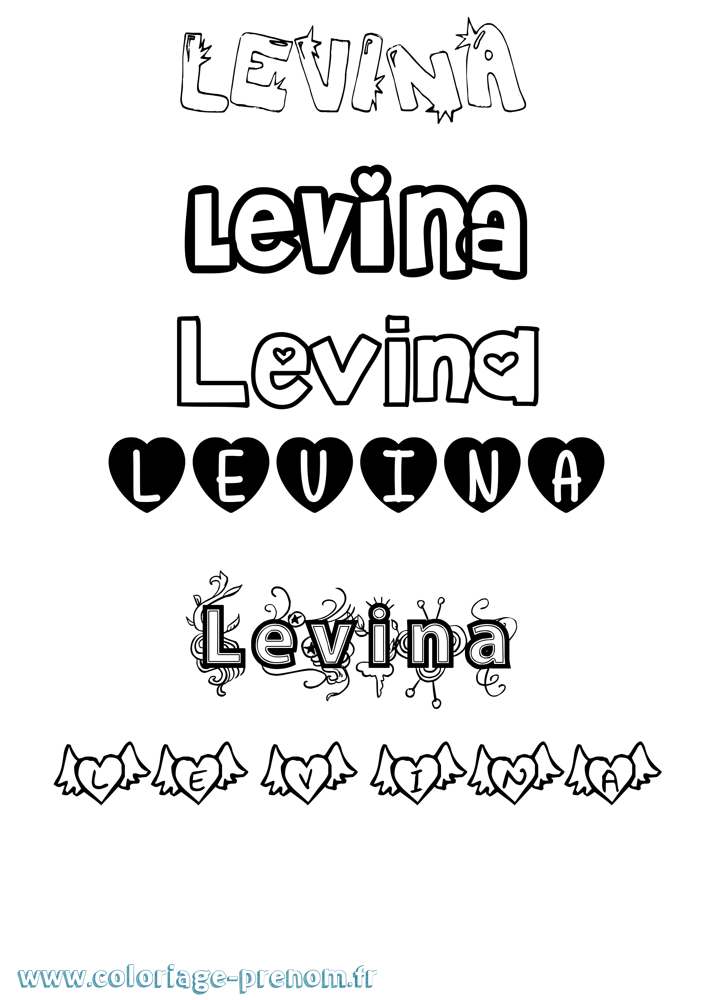 Coloriage Levina Girly Coloriage prénom Levina Girly