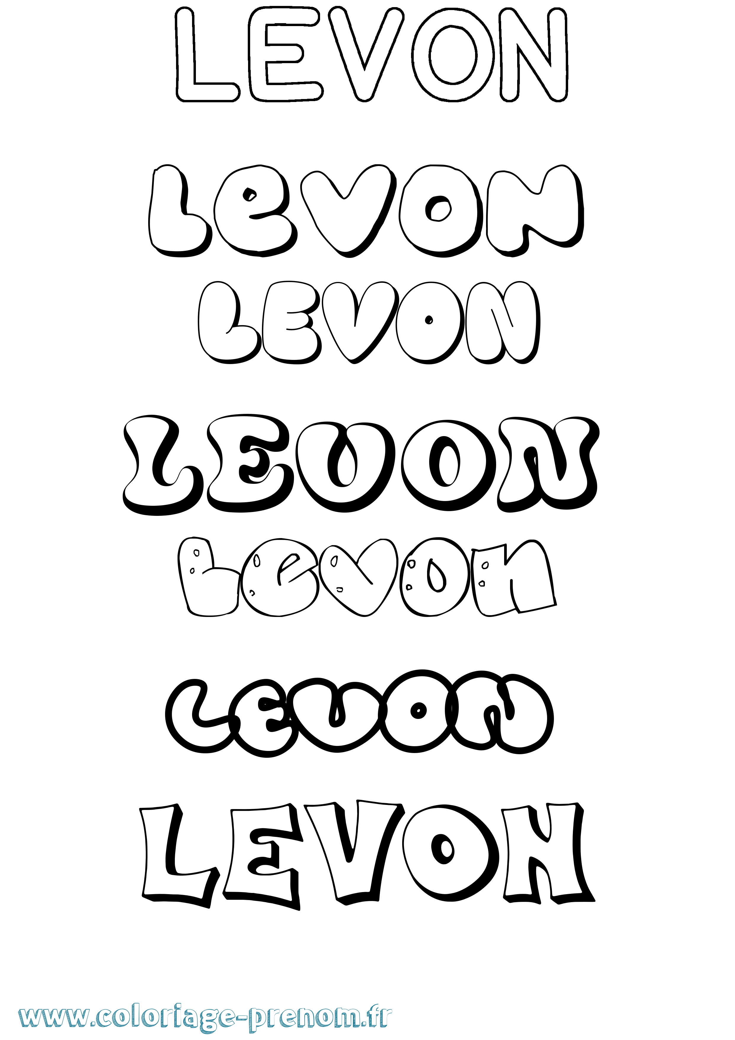 Coloriage Levon Bubble Coloriage prénom Levon Bubble