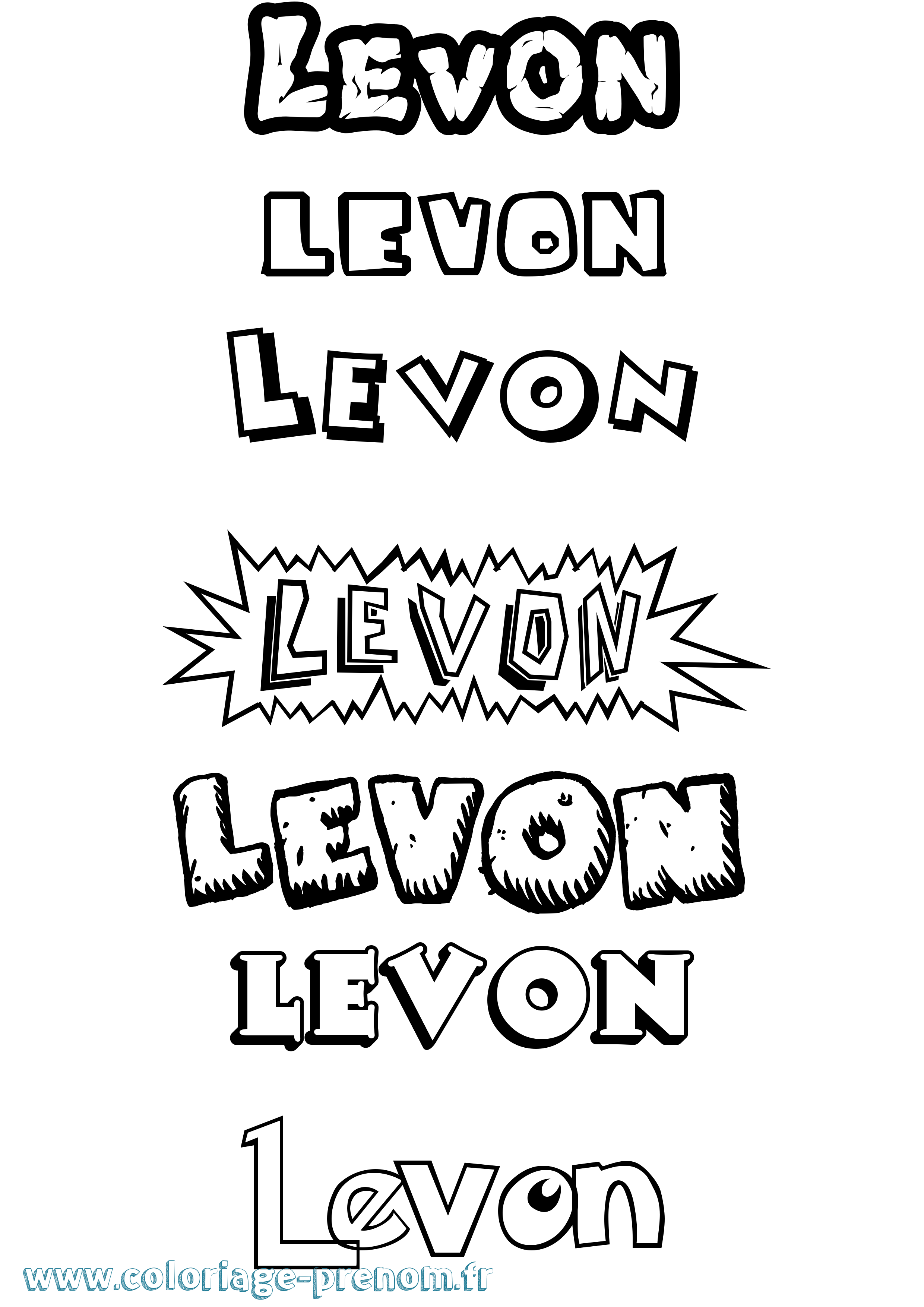 Coloriage Levon Dessin Animé Coloriage prénom Levon Dessin Animé