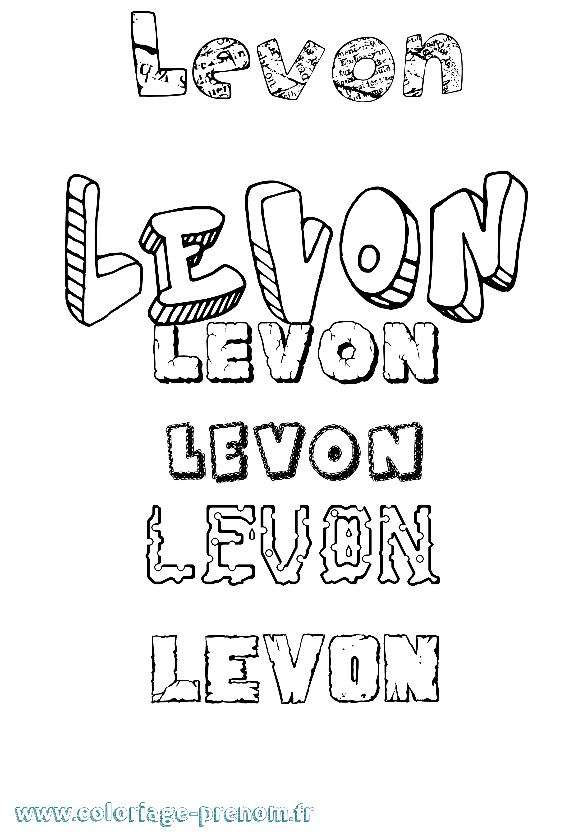 Coloriage Levon Destructuré Coloriage prénom Levon Destructuré